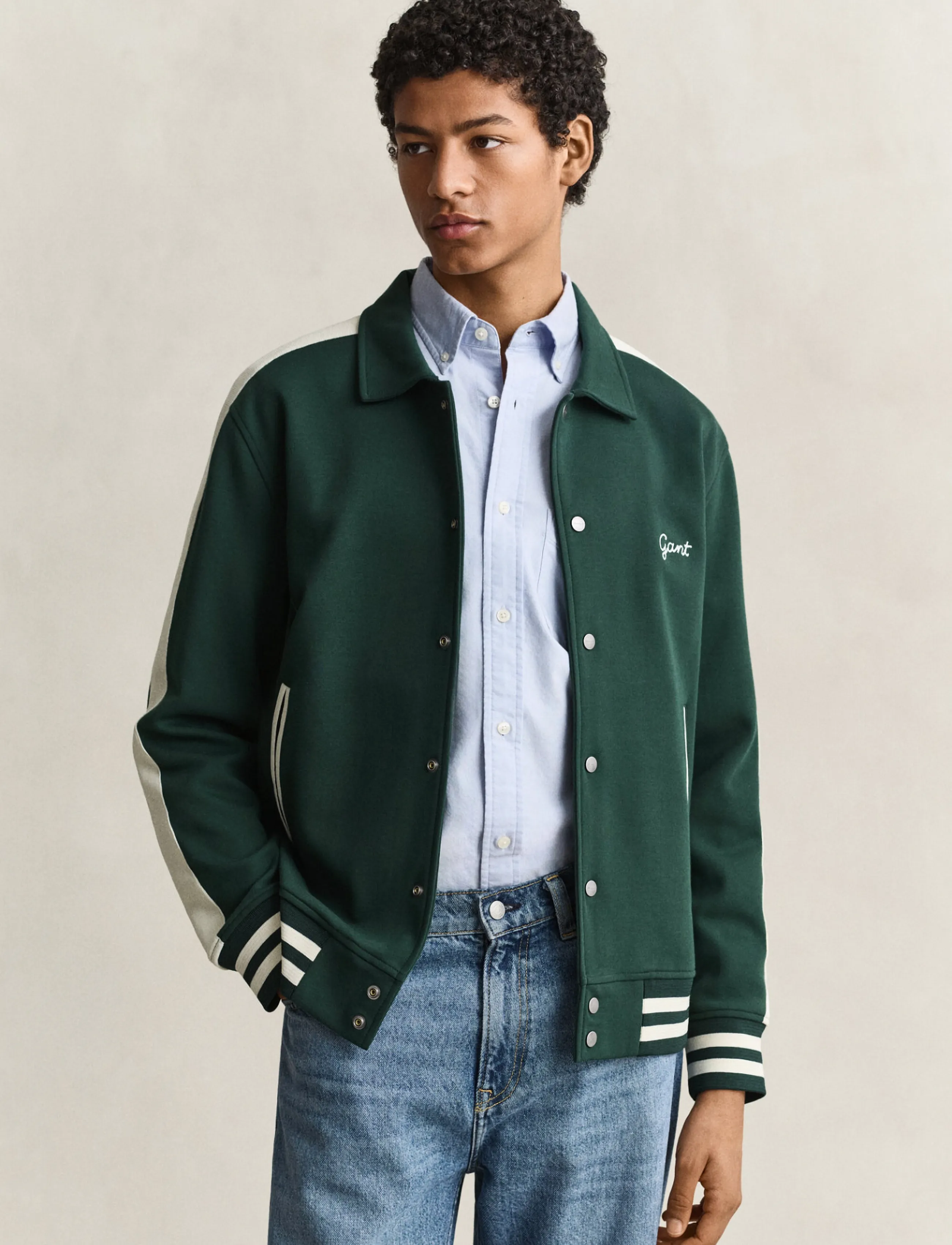 Gant INTERLOCK BUTTONED JACKET - Designers - TARTAN GREEN / green