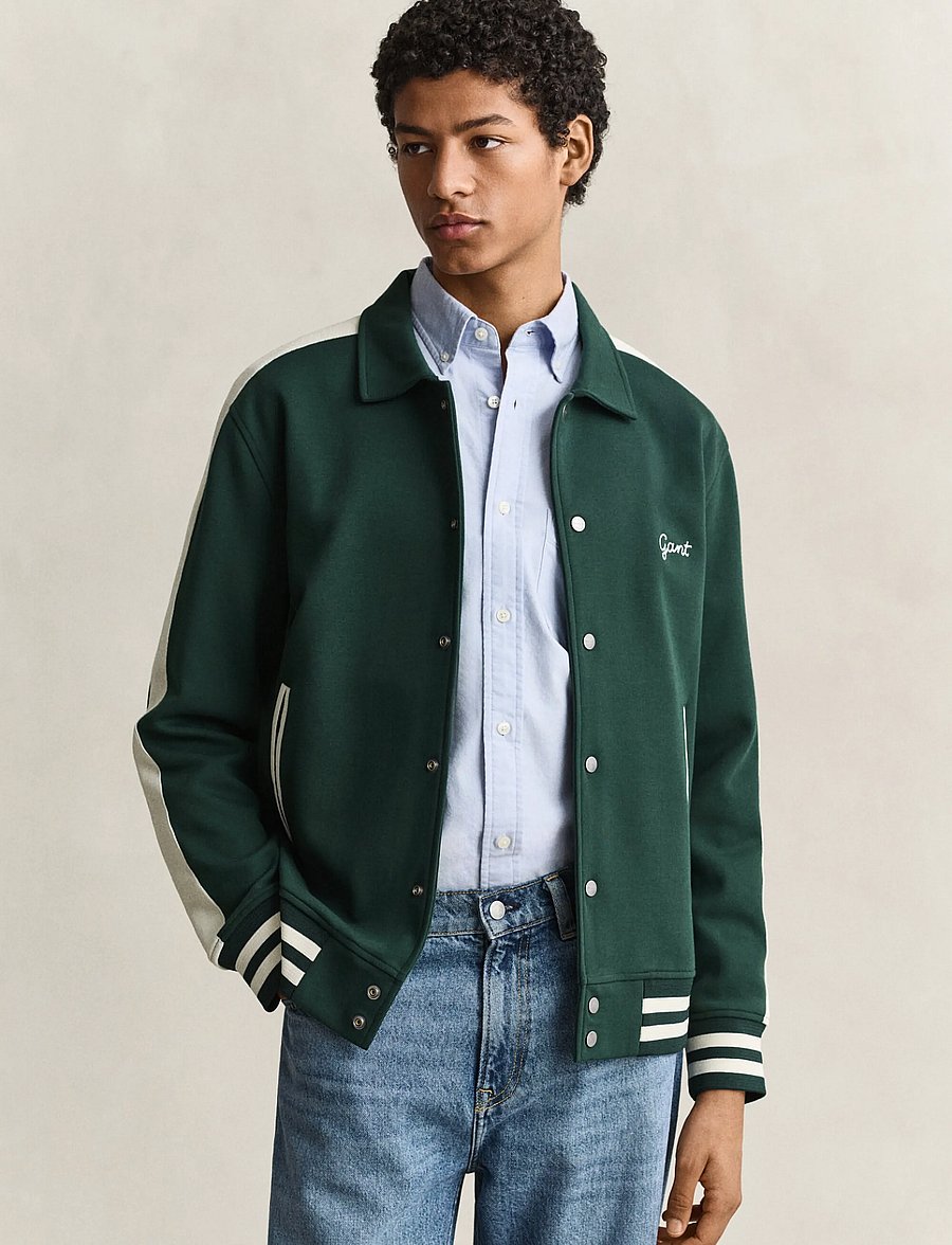 Gant - INTERLOCK BUTTONED JACKET - varsity jackor - tartan green - 0