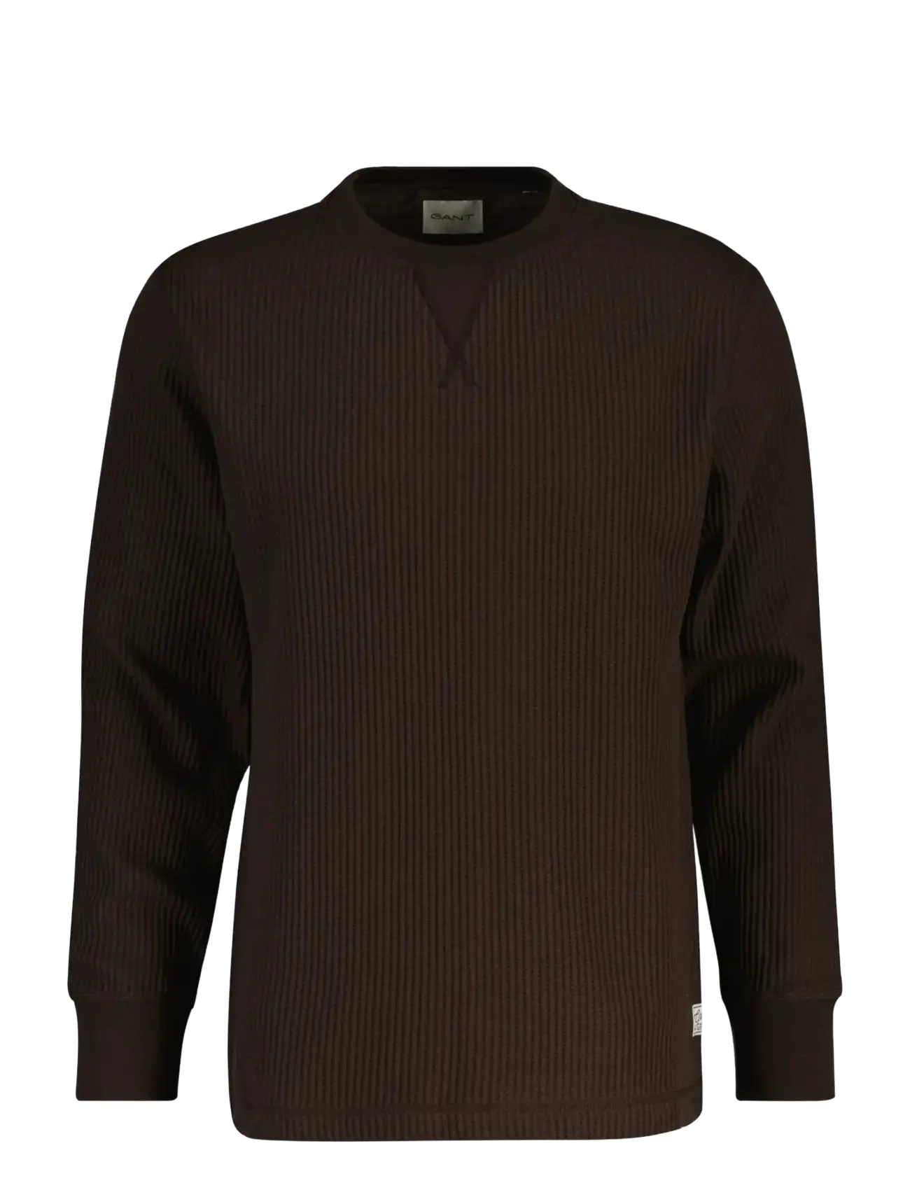 Gant WAFFLE C-NECK - Clothing - BLACK BROWN / brown