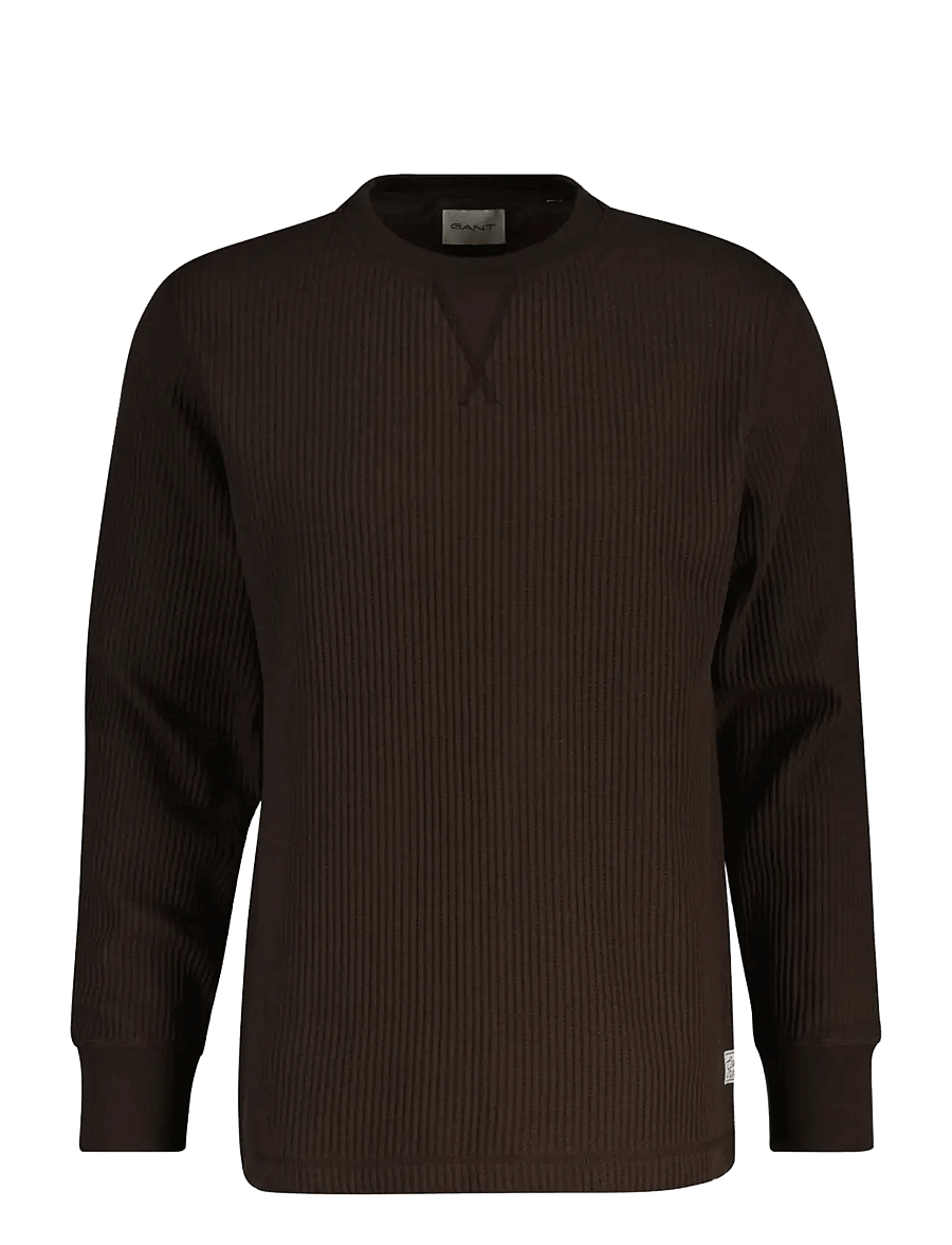 Gant - WAFFLE C-NECK - round necks - black brown - 0