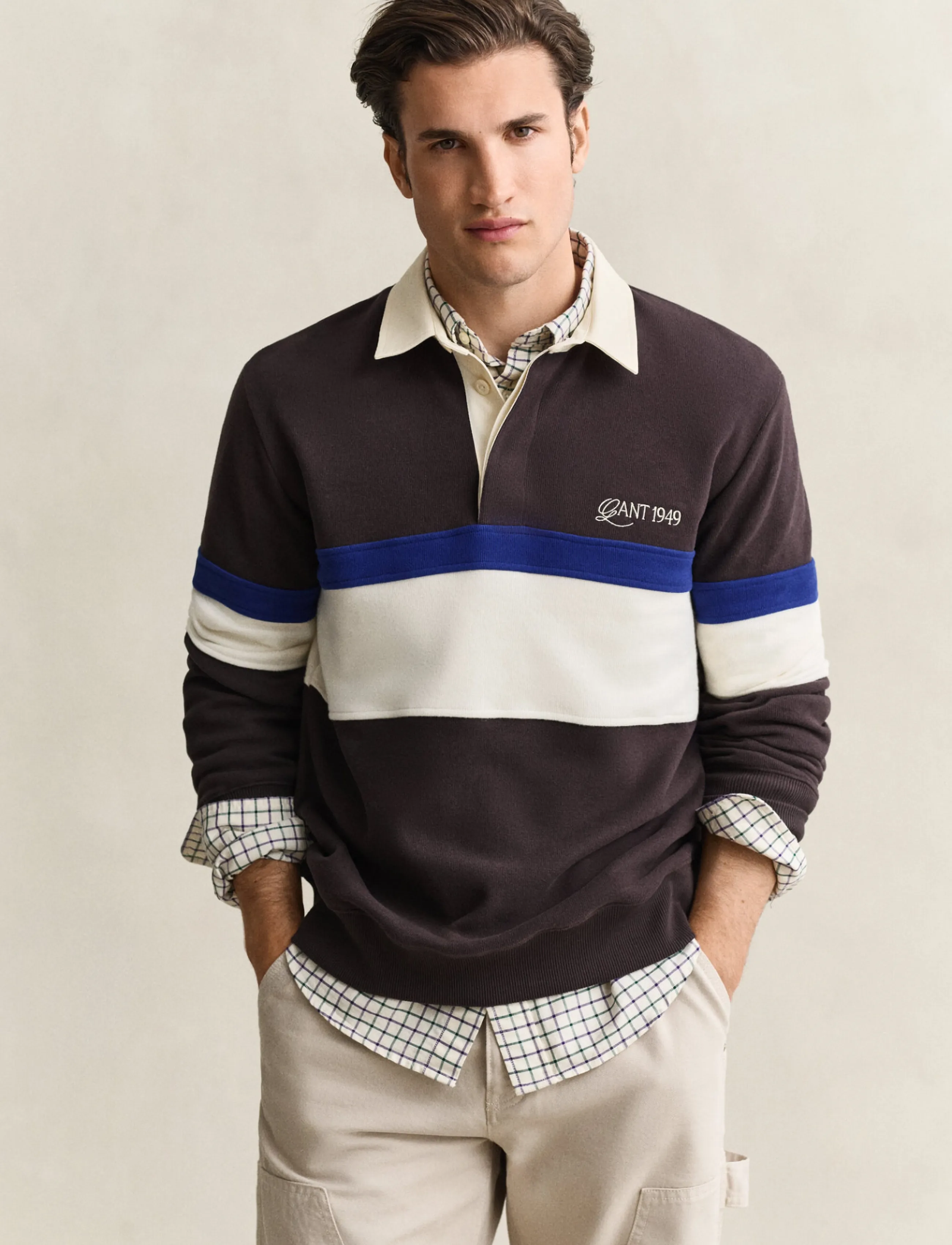 Gant STRIPED SWEAT HEAVY RUGGER - Shoppa efter tillfälle - CHARRED WOOD BROWN / brown