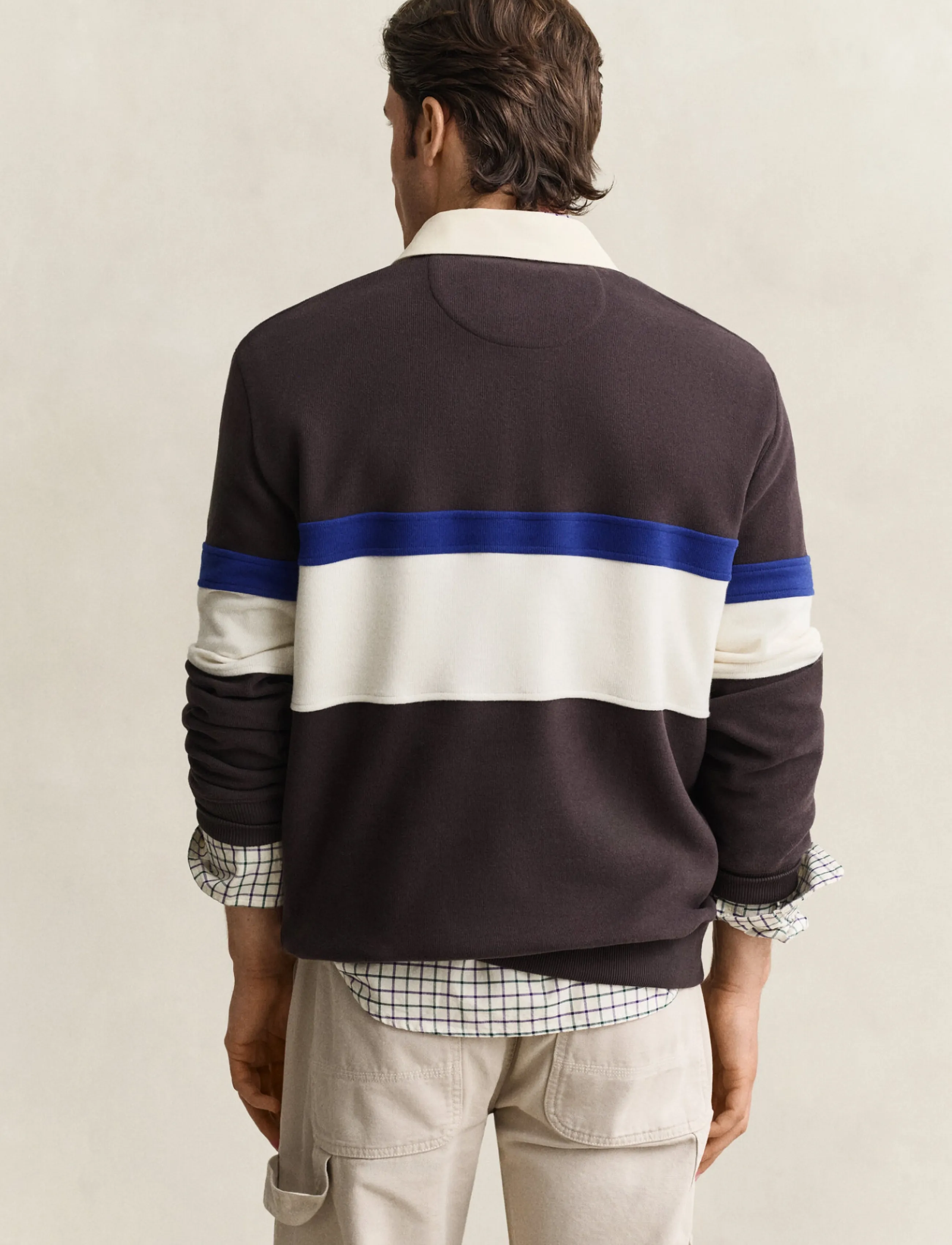 Gant - STRIPED SWEAT HEAVY RUGGER - charred wood brown - 2