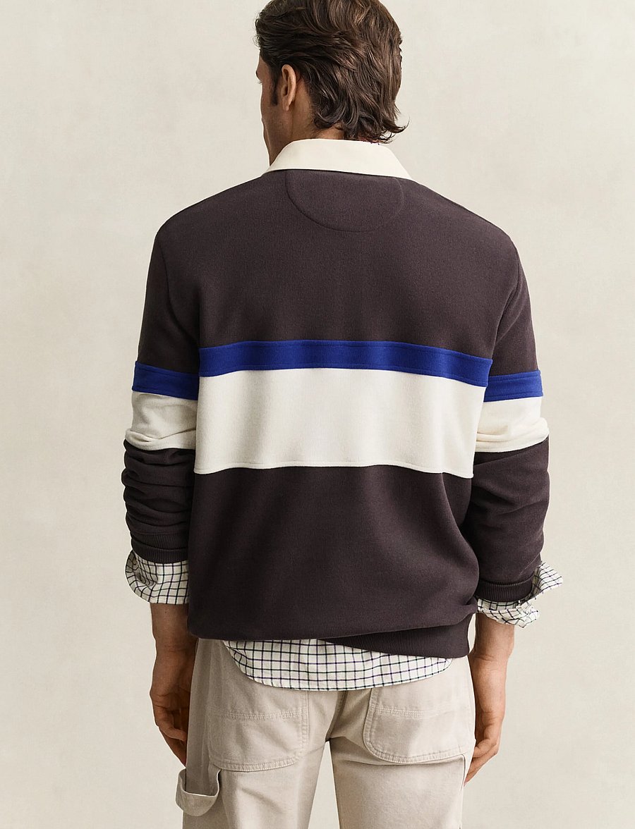Gant - STRIPED SWEAT HEAVY RUGGER - charred wood brown - 2