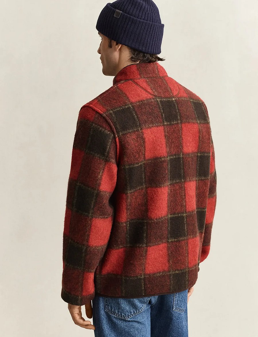 Gant - CHECKED FLEECE JACKET - copperwood - 2