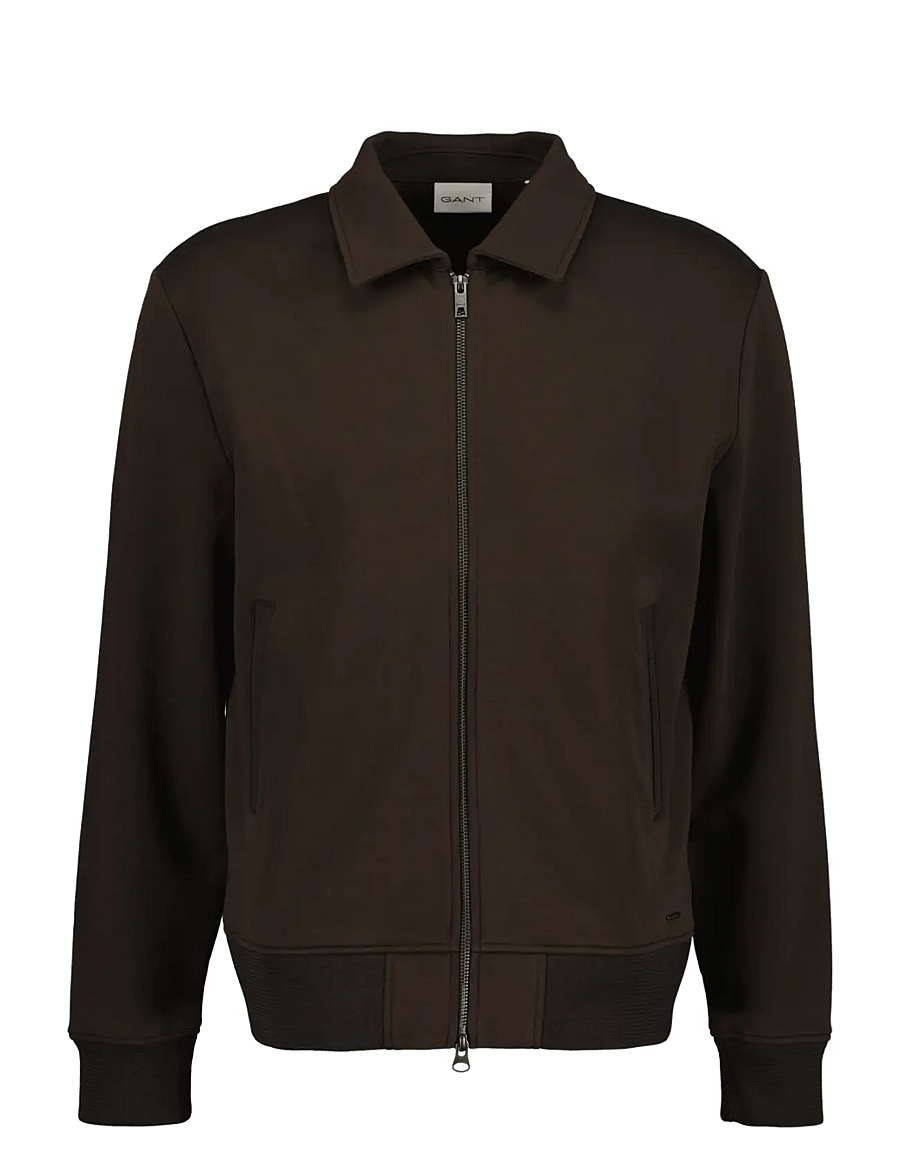 Gant - INTERLOCK ZIPPED JACKET - höstjackor - black brown - 0