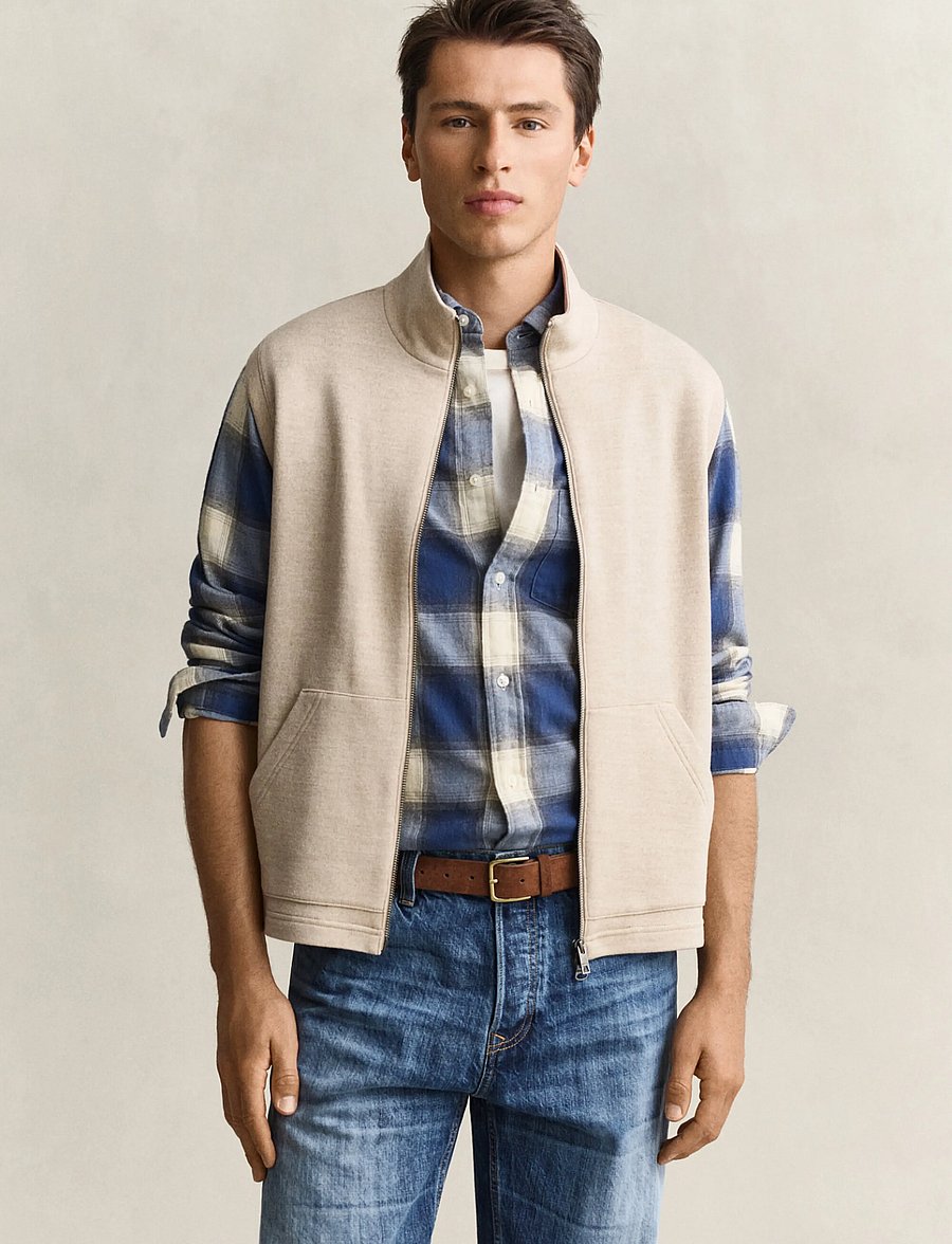 Gant - WOOL BLEND ZIPPED VEST - oat melange - 0