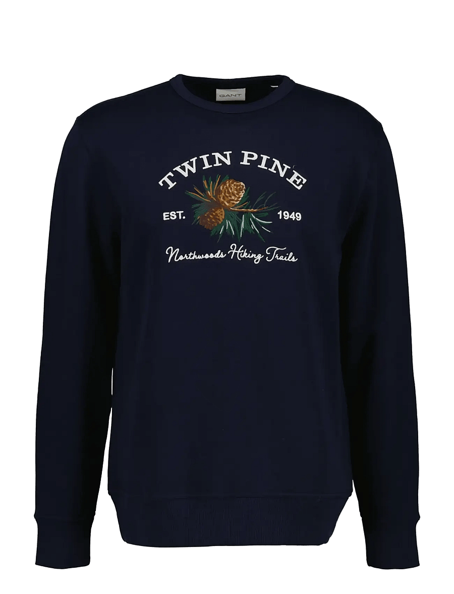Gant - GRAPHIC C-NECK - dressipluusid - evening blue - 0