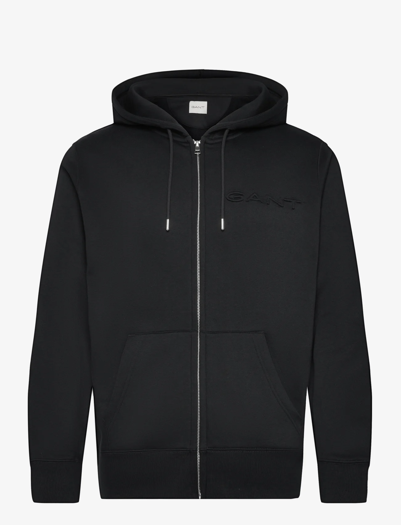 GANT - EMBOSSED FULL ZIP HOODIE - džemperi ar kapuci - black - 0