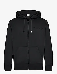 GANT - EMBOSSED FULL ZIP HOODIE - džemperi ar kapuci - black - 0