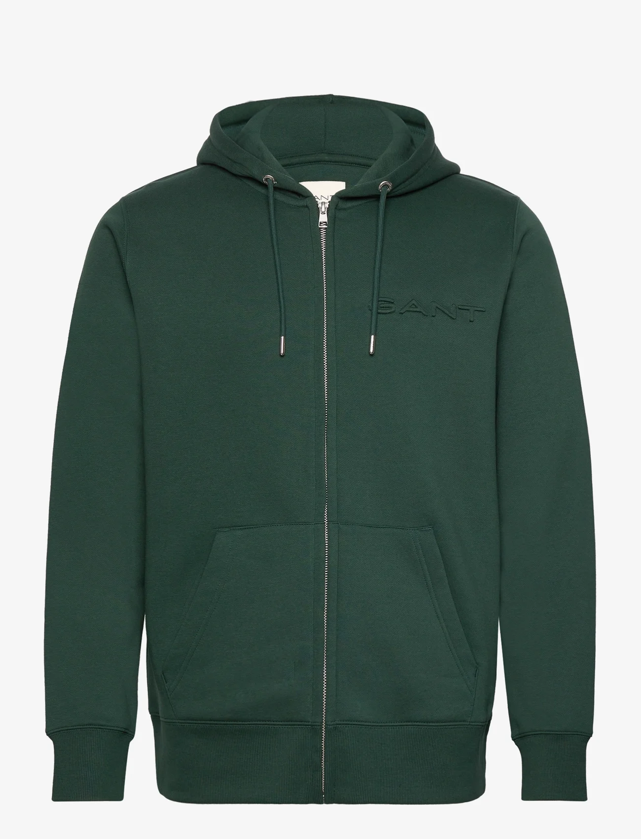 GANT - EMBOSSED FULL ZIP HOODIE - hoodies - tartan green - 0