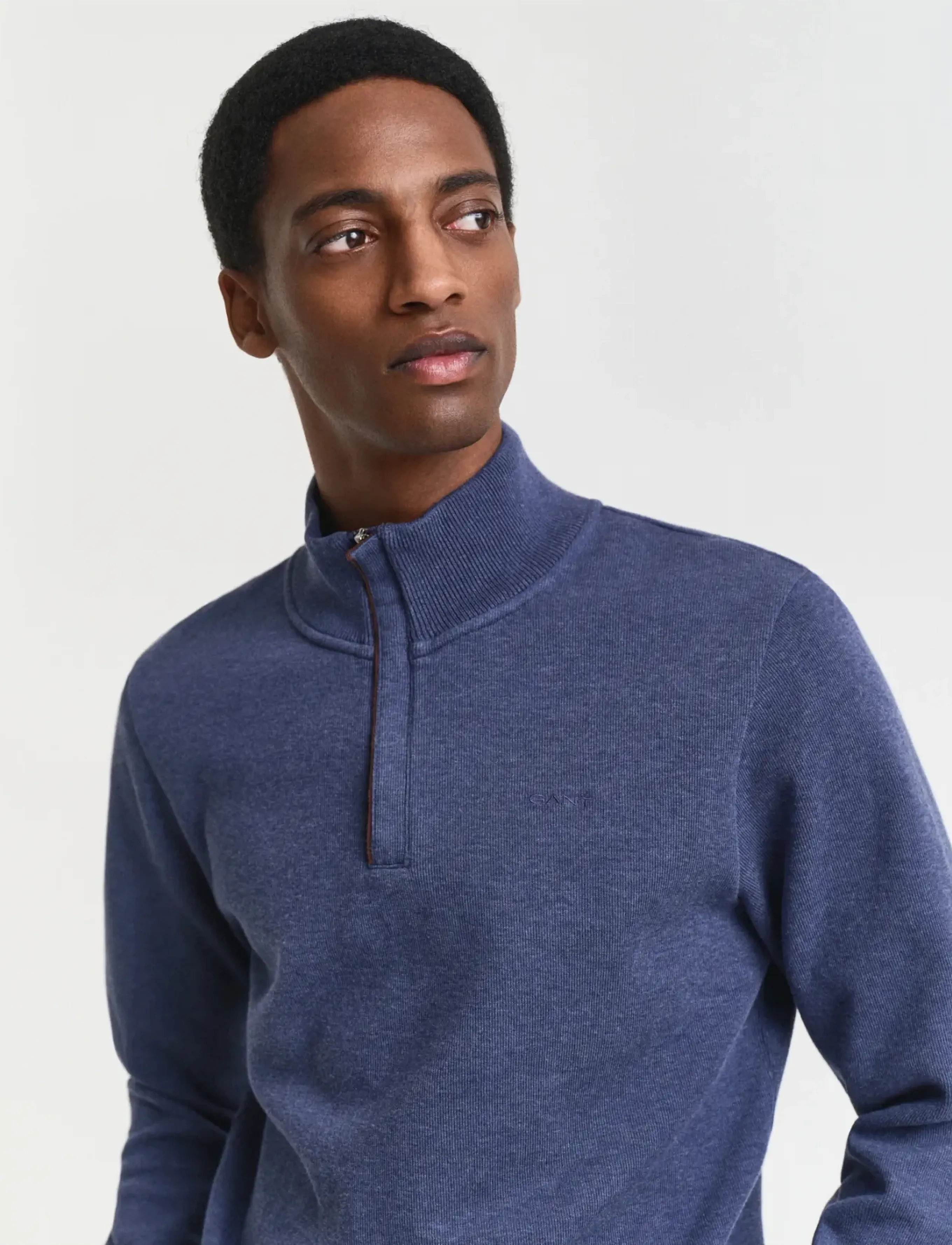 Gant - SACKER RIB HALF ZIP - sweatshirts - dark jeansblue melange - 4