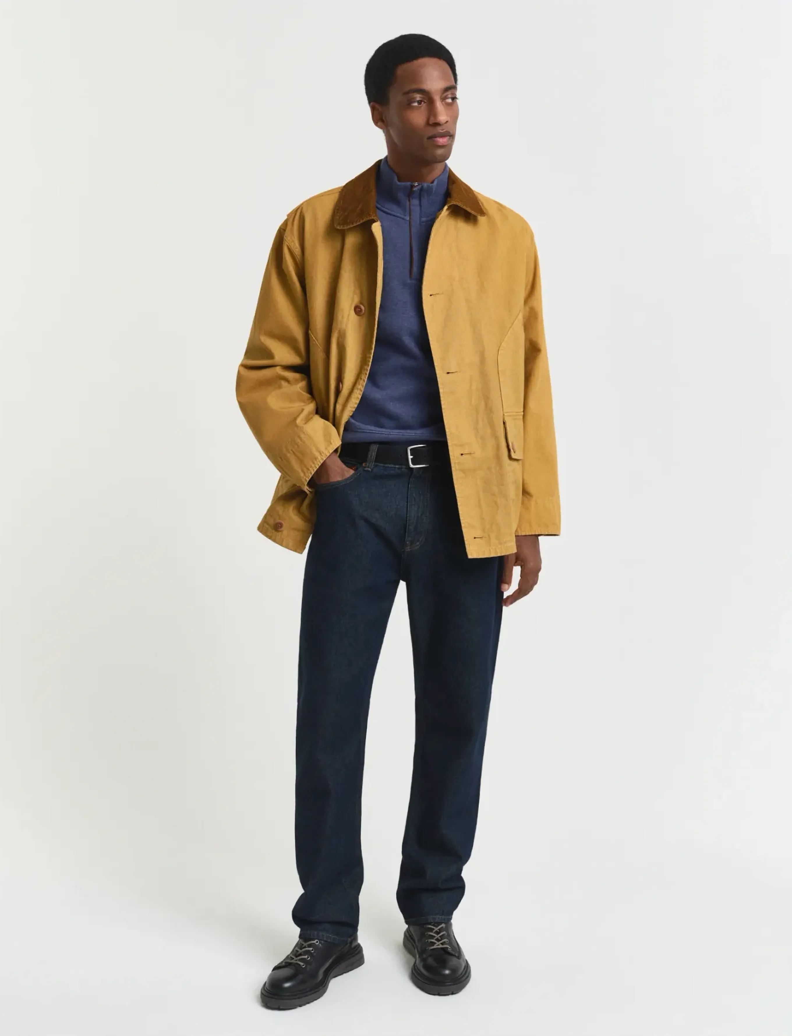 Gant - SACKER RIB HALF ZIP - sweatshirts - dark jeansblue melange - 5