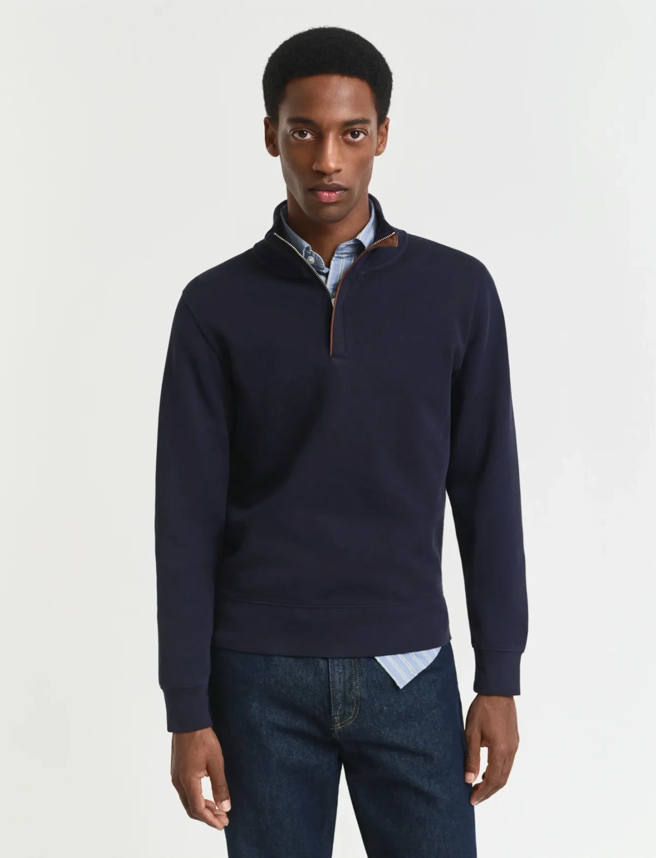 GANT SACKER RIB HALF ZIP - Kläder - EVENING BLUE / navy