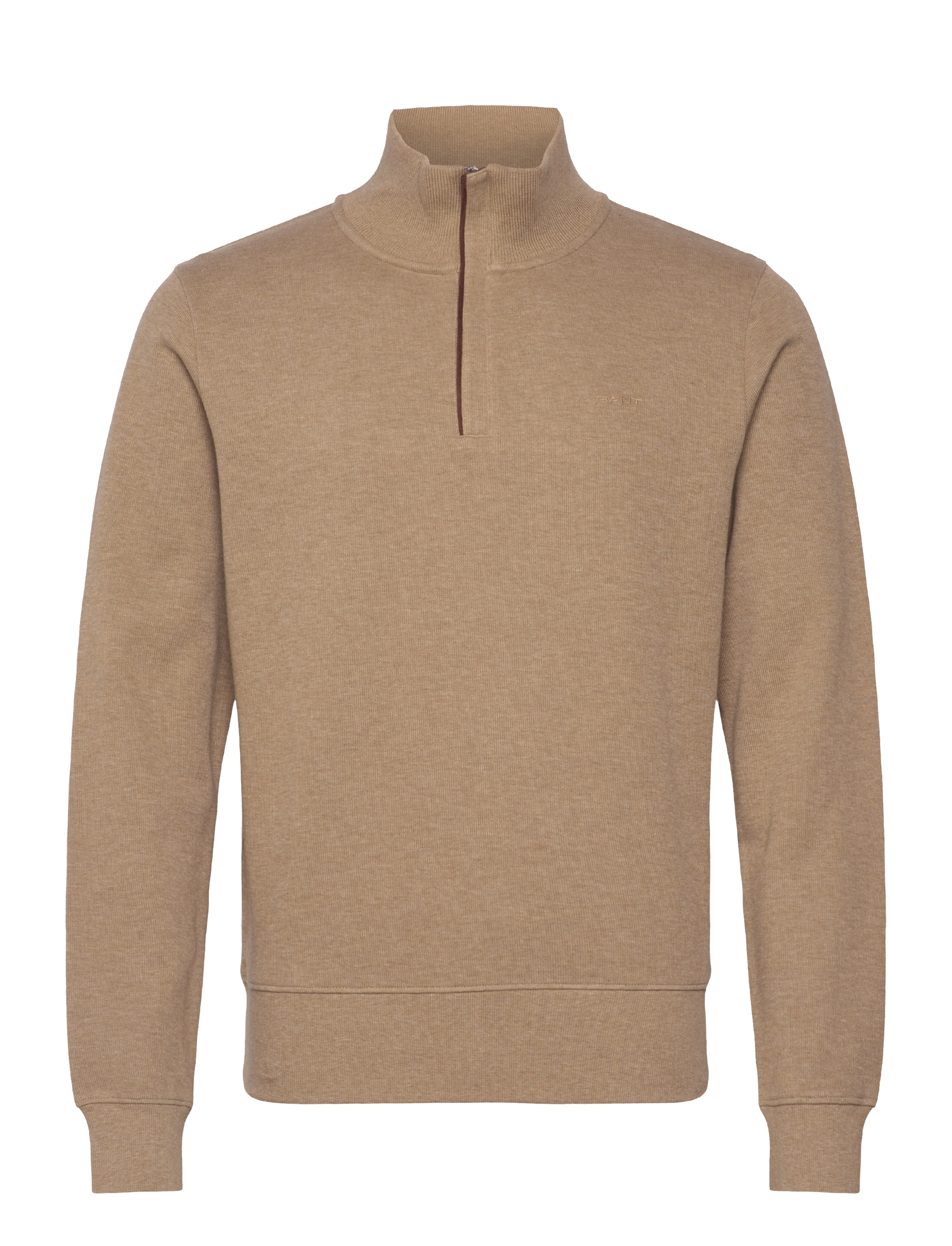 Gant - SACKER RIB HALF ZIP - sweatshirts - khaki mel - 1