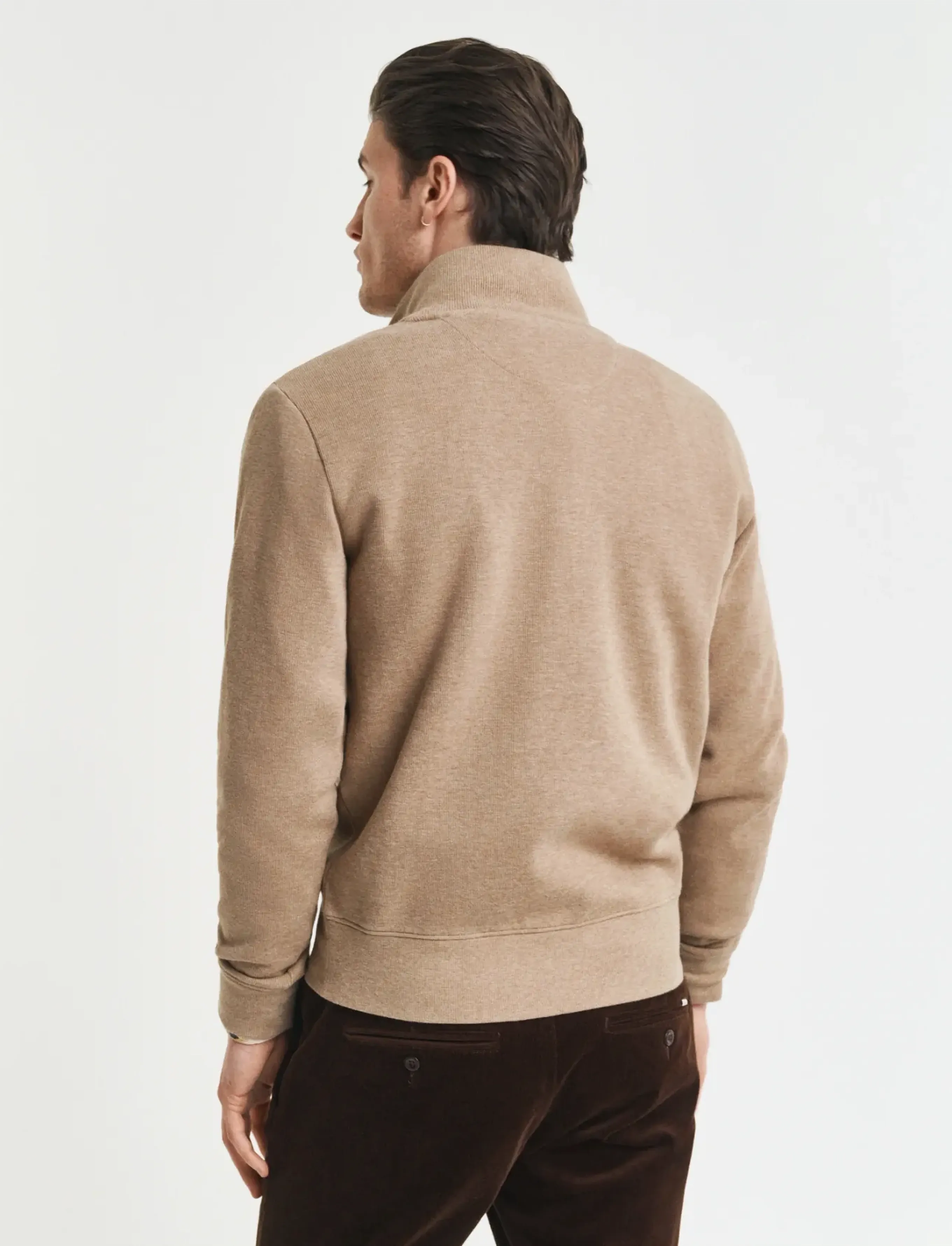 Gant - SACKER RIB HALF ZIP - sweatshirts - khaki mel - 3