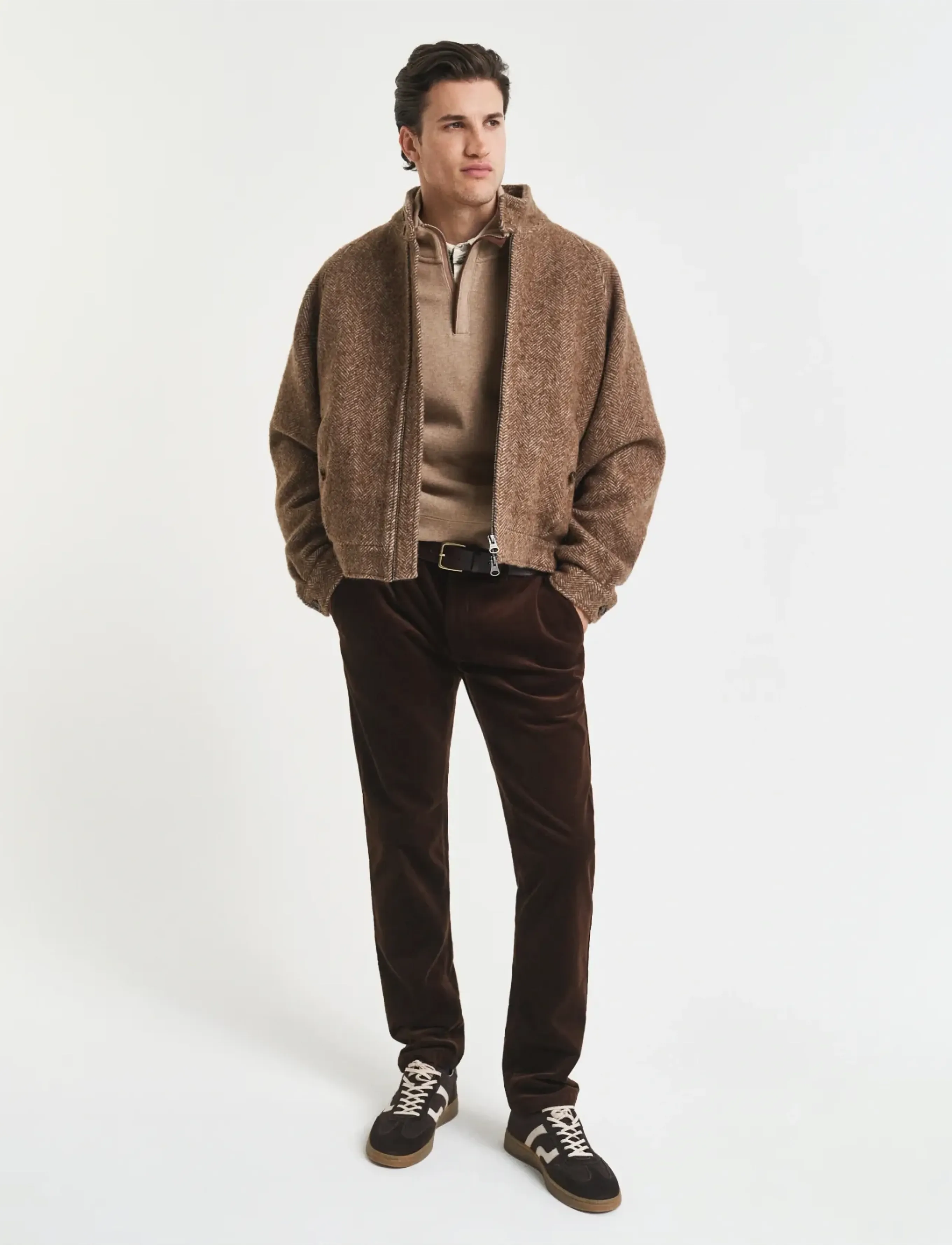 Gant - SACKER RIB HALF ZIP - sweatshirts - khaki mel - 5