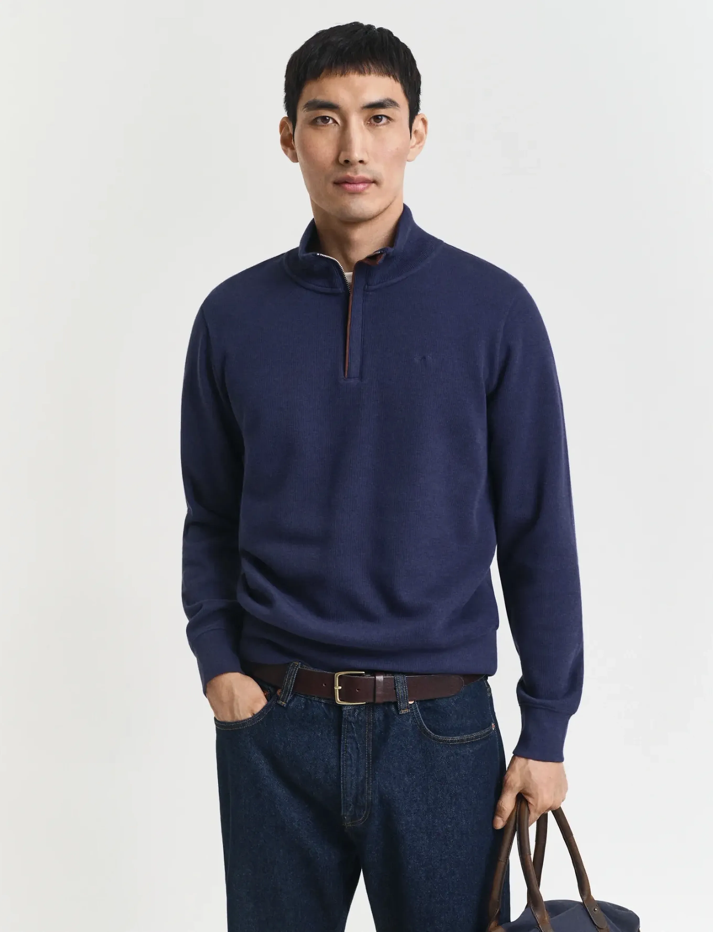 GANT SACKER RIB HALF ZIP - Tøj - PERSIAN BLUE / blue