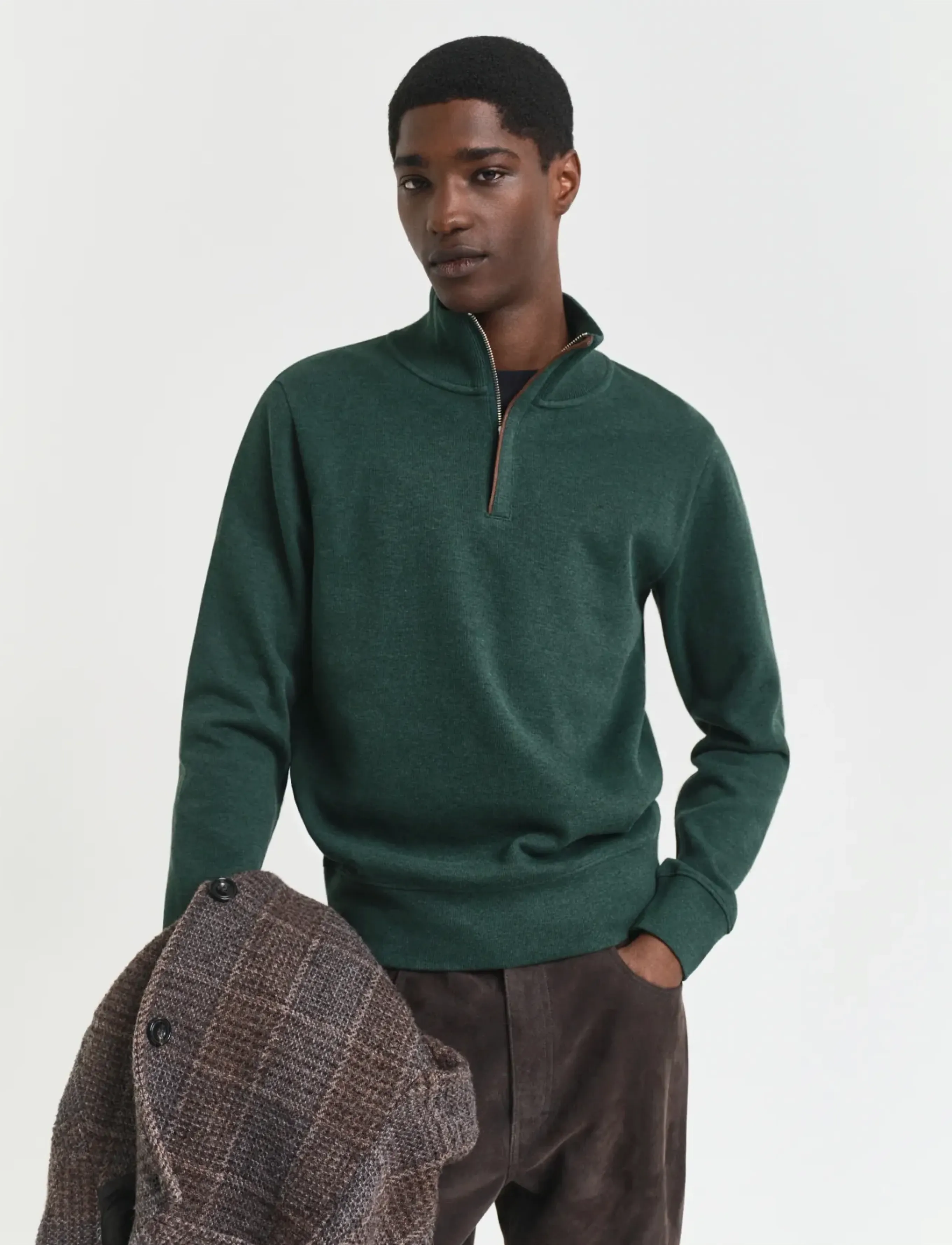 GANT SACKER RIB HALF ZIP - Sweatshirts - TARTAN GREEN / green