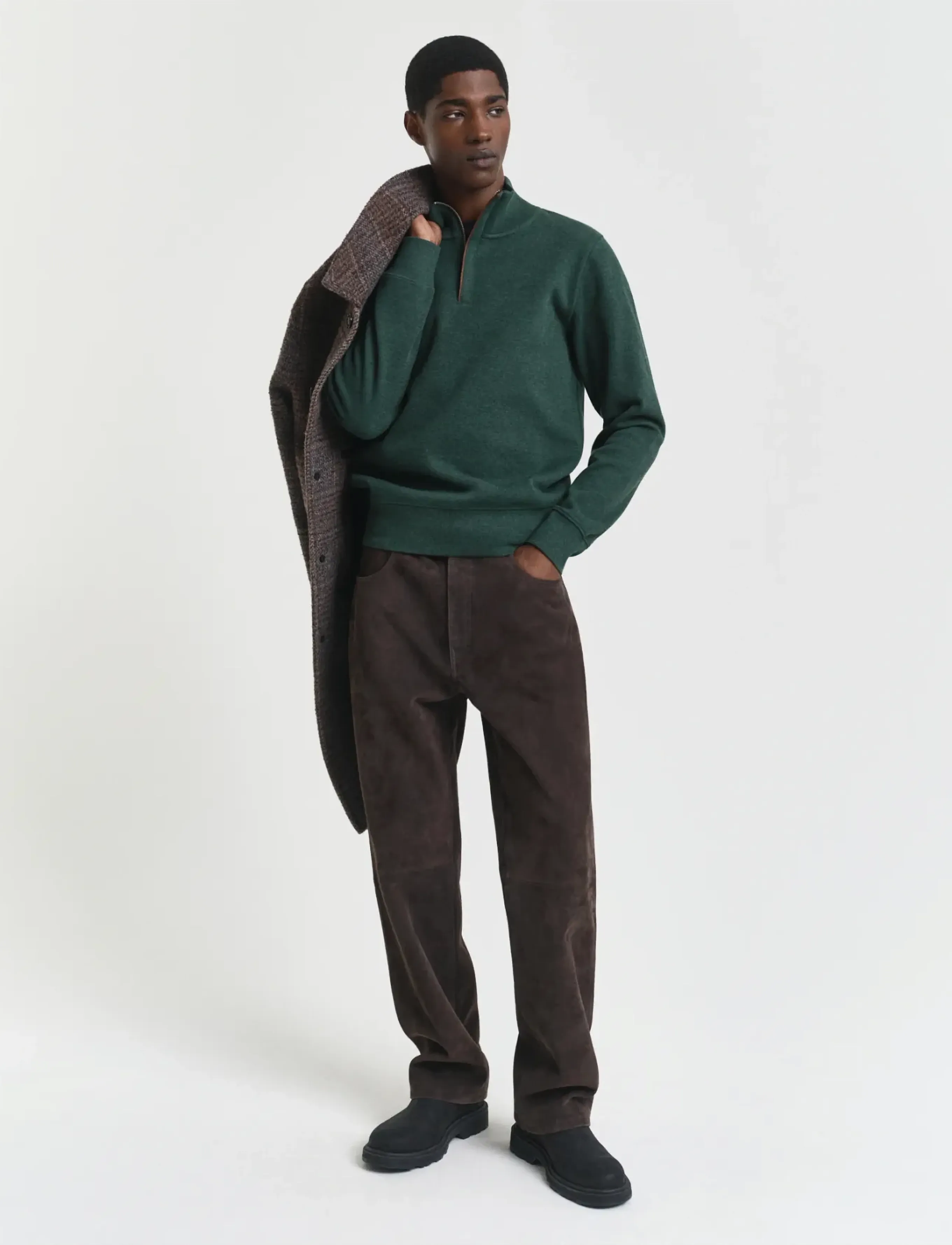 Gant - SACKER RIB HALF ZIP - sweatshirts & hoodies - tartan green - 5