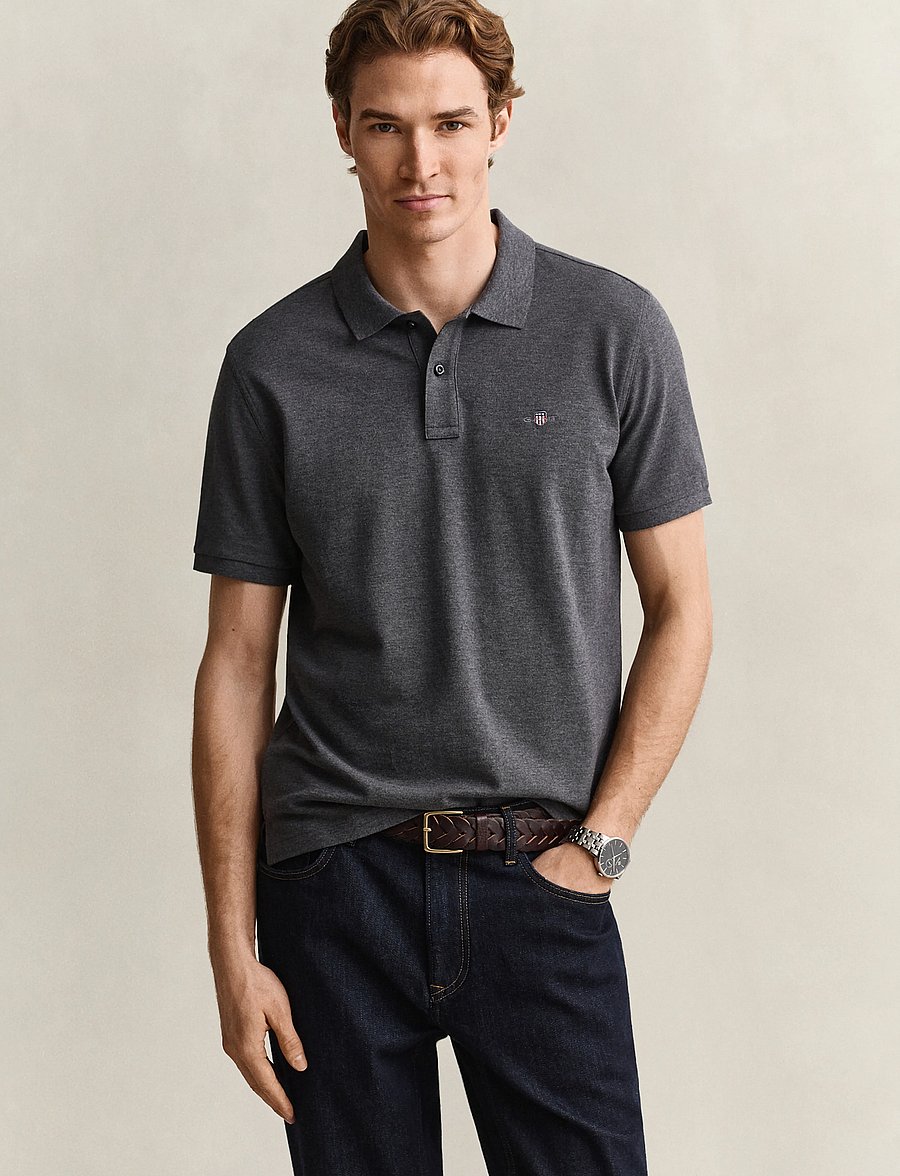 Gant - Classic Regular Polo Shirt - kurzärmelig - antracit melange - 2