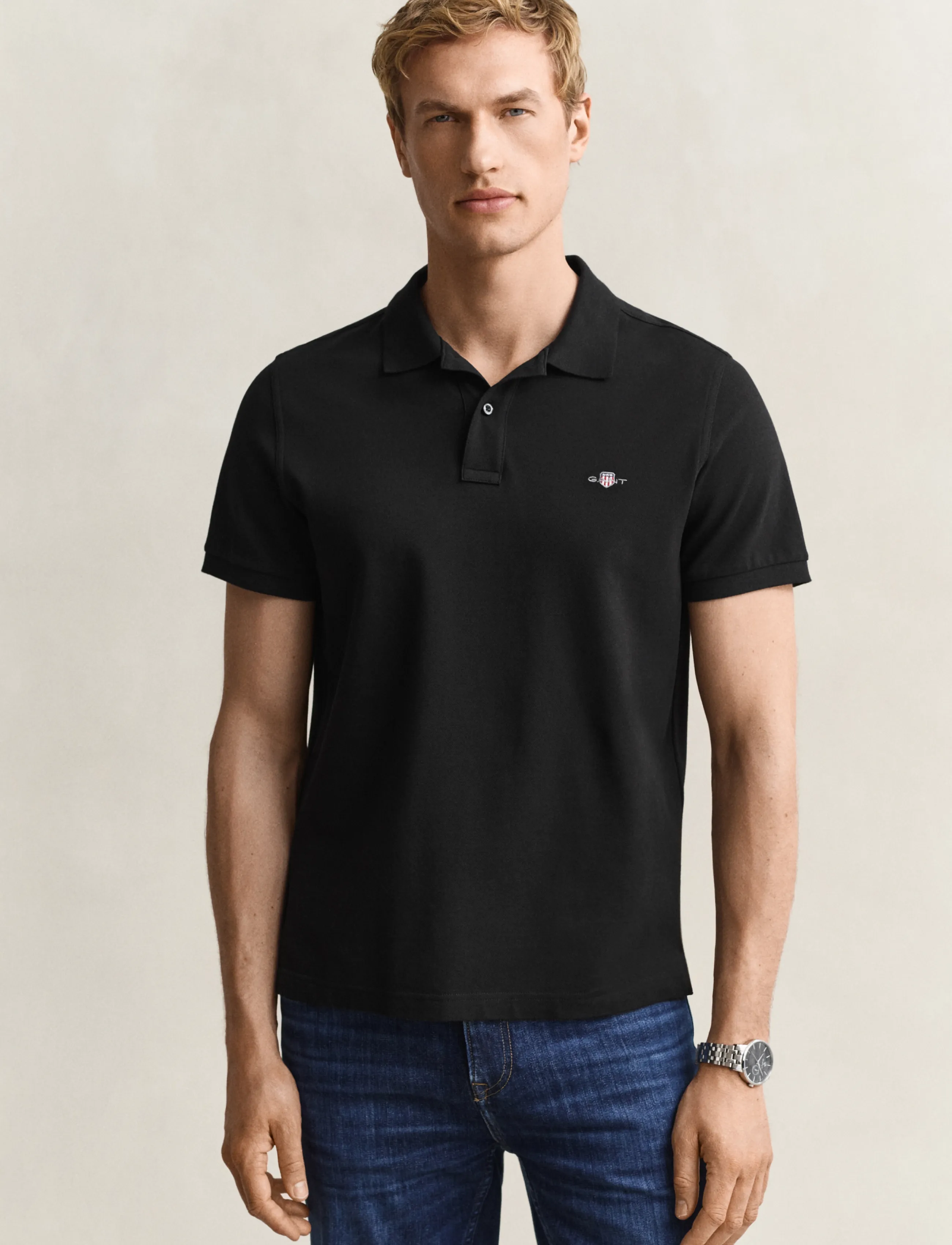 Gant Classic Regular Polo Shirt, 5XL, Black, Poloer > Kortærmede, Herre