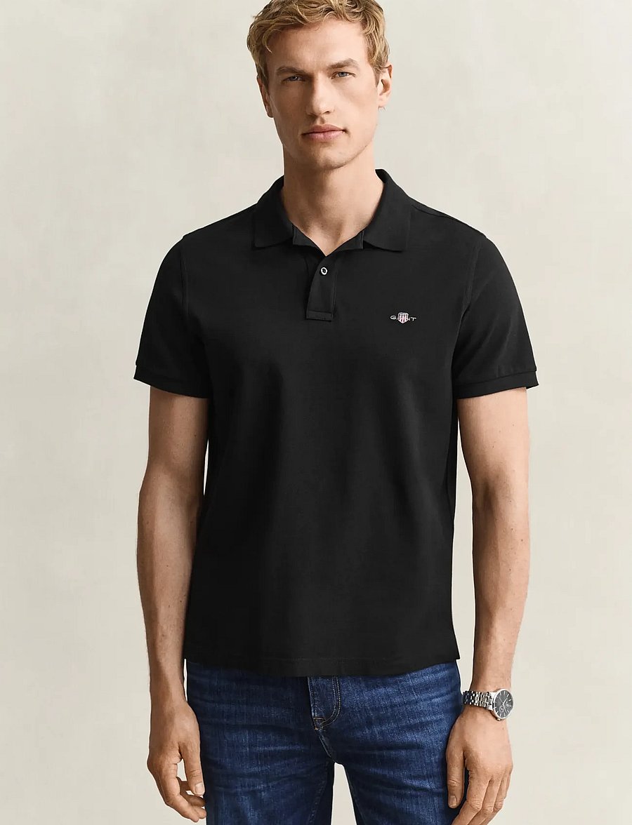 Gant - REG SHIELD SS PIQUE POLO - lühikeste varrukatega polod - black - 0
