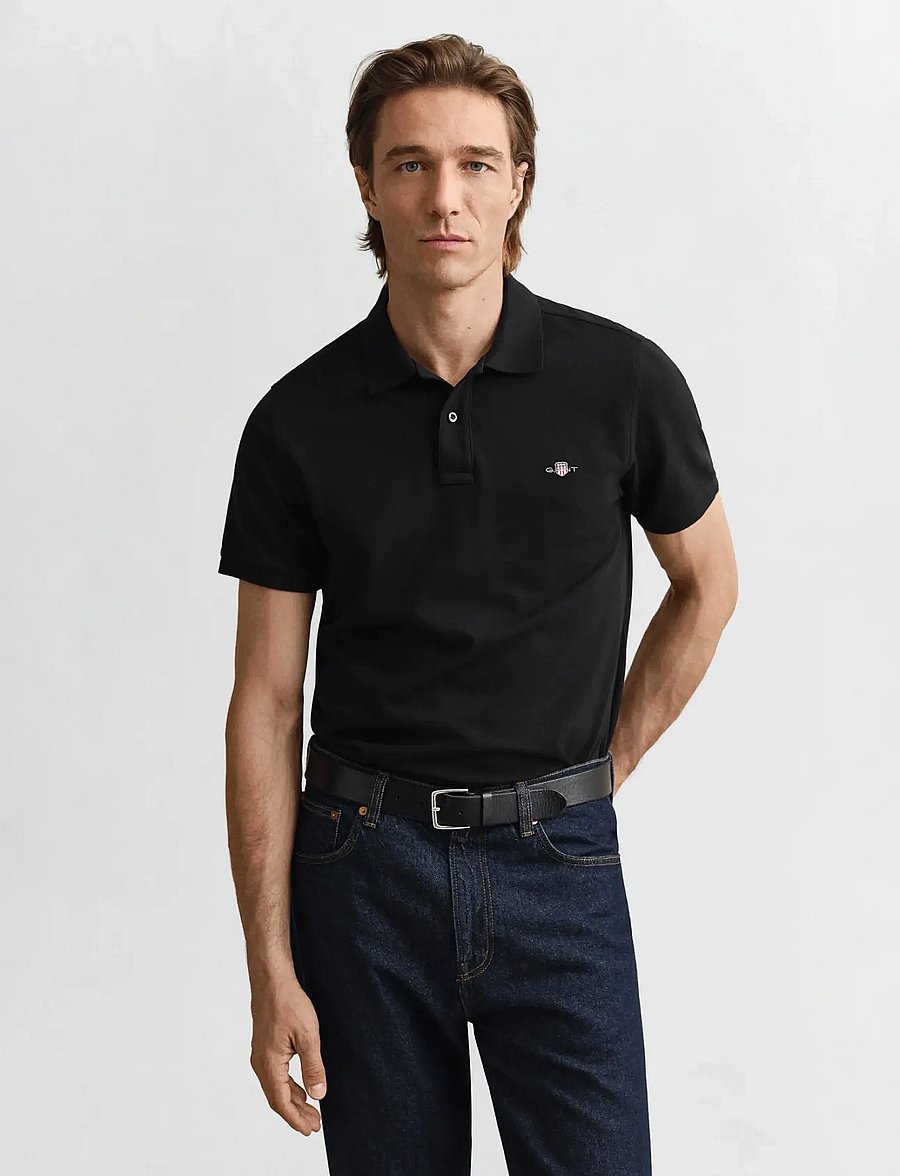 Gant - Classic Regular Polo Shirt - kortærmede poloer - black - 1