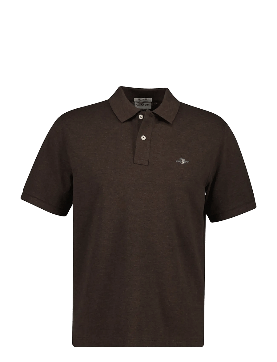 Gant - Classic Regular Polo Shirt - kortärmade pikéer - black brown melange - 0