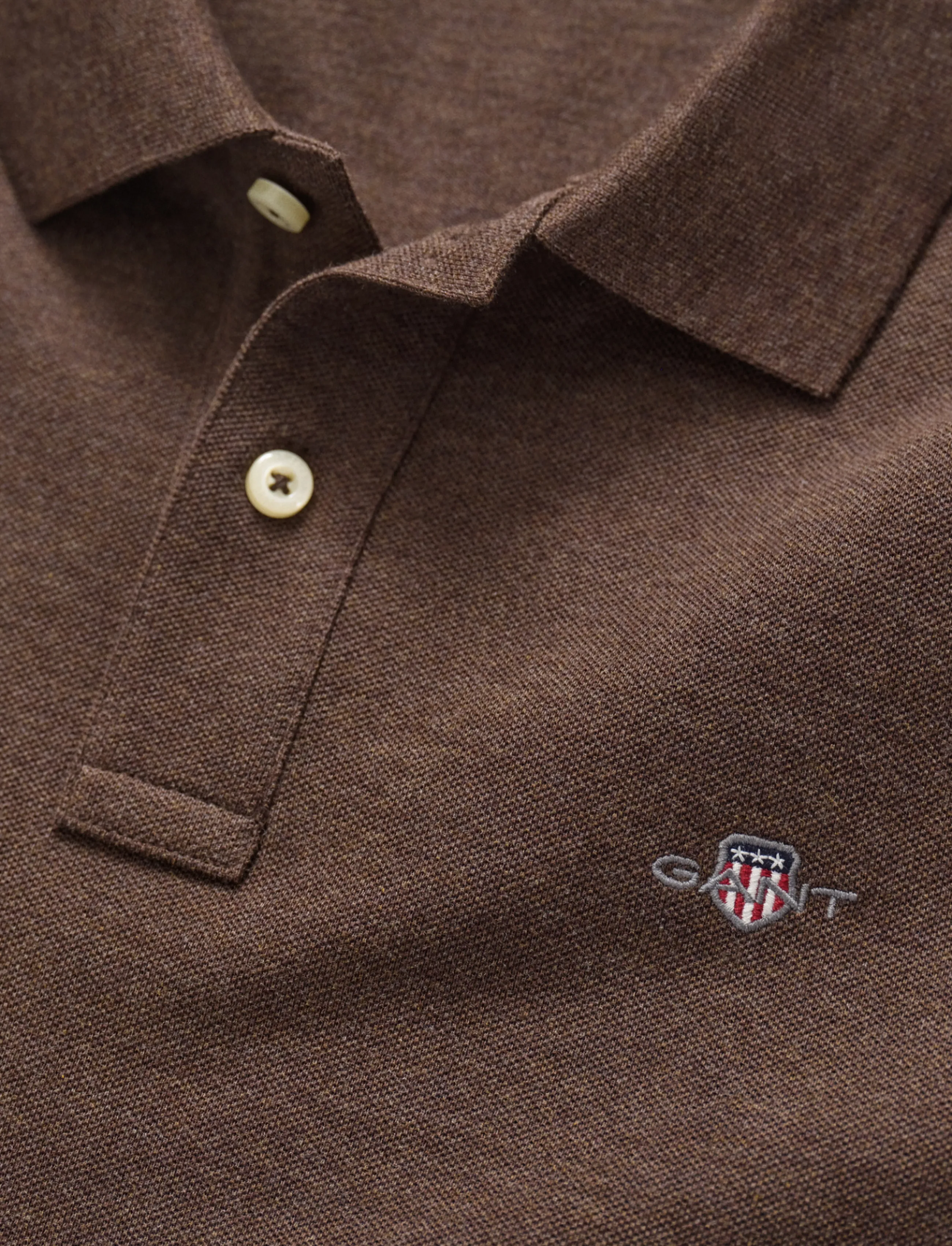 Gant - Classic Regular Polo Shirt - kortärmade pikéer - black brown melange - 1