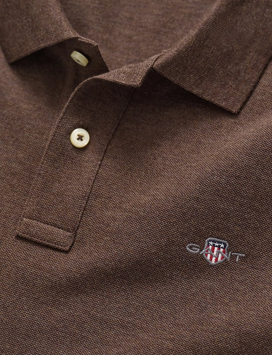 Gant - Classic Regular Polo Shirt - kortärmade pikéer - black brown melange - 1