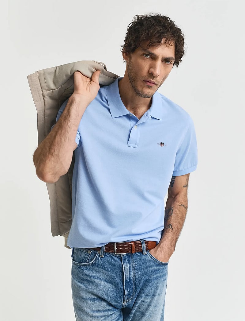 Gant - Classic Regular Polo Shirt - kortärmade pikéer - capri blue - 0
