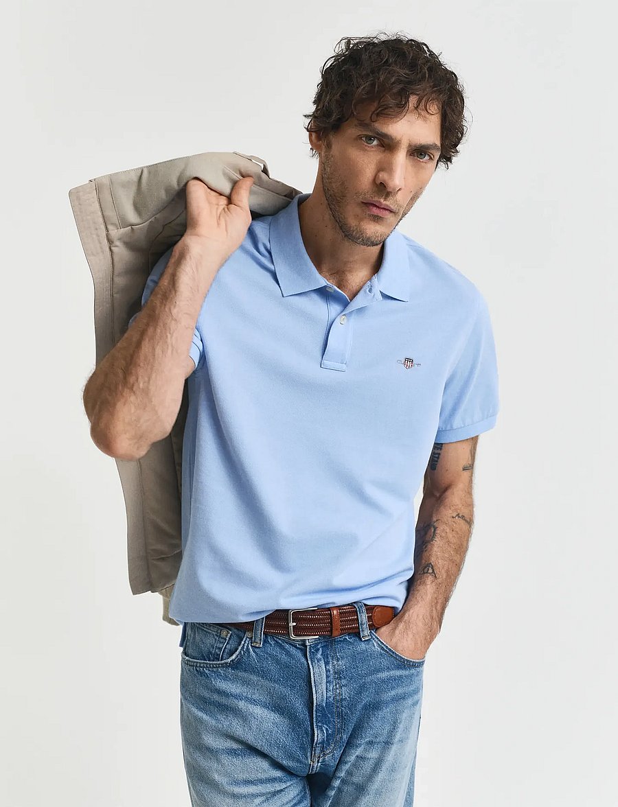 Gant - Classic Regular Polo Shirt - kortärmade pikéer - capri blue - 0