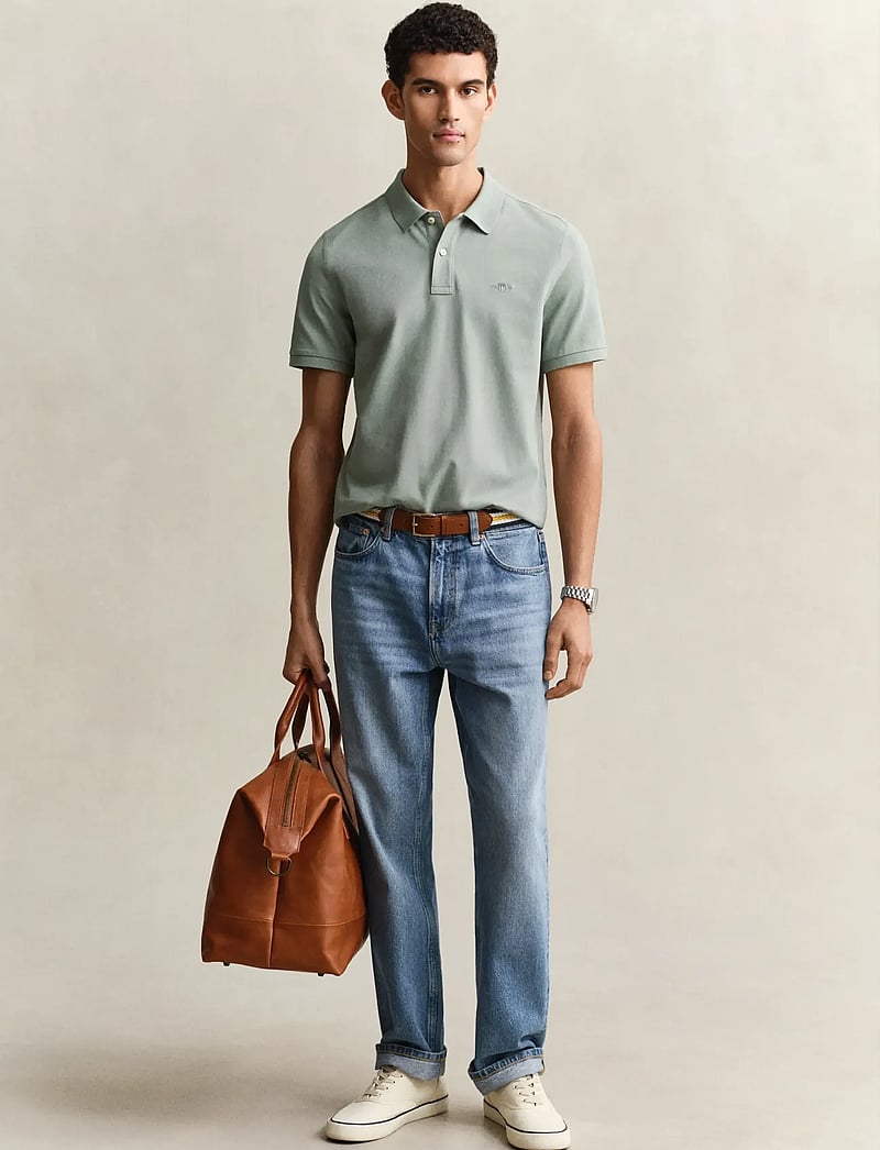 GANT - REG SHIELD SS PIQUE POLO - kortærmede poloer - ceramic grey - 4