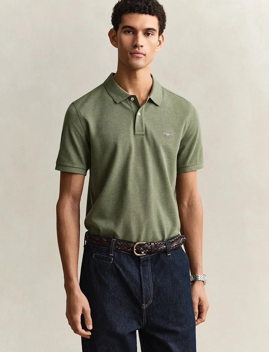 Gant - Classic Regular Polo Shirt - lühikeste varrukatega polod - dark cactus melange - 0
