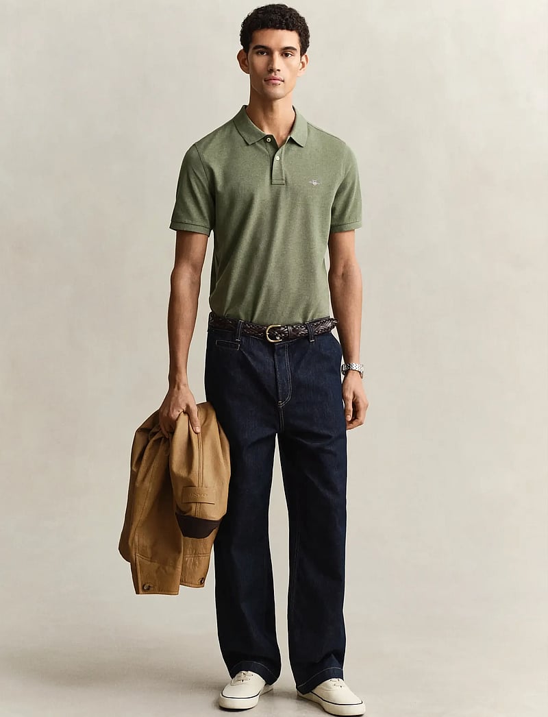 GANT - REG SHIELD SS PIQUE POLO - kortærmede poloer - dark cactus melange - 4