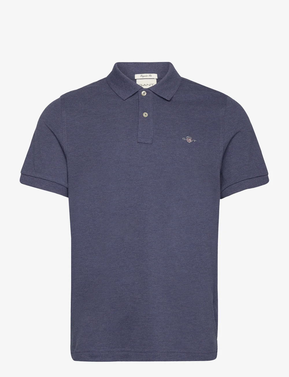 GANT - REG SHIELD SS PIQUE POLO - kortærmede poloer - dark jeansblue melange - 1