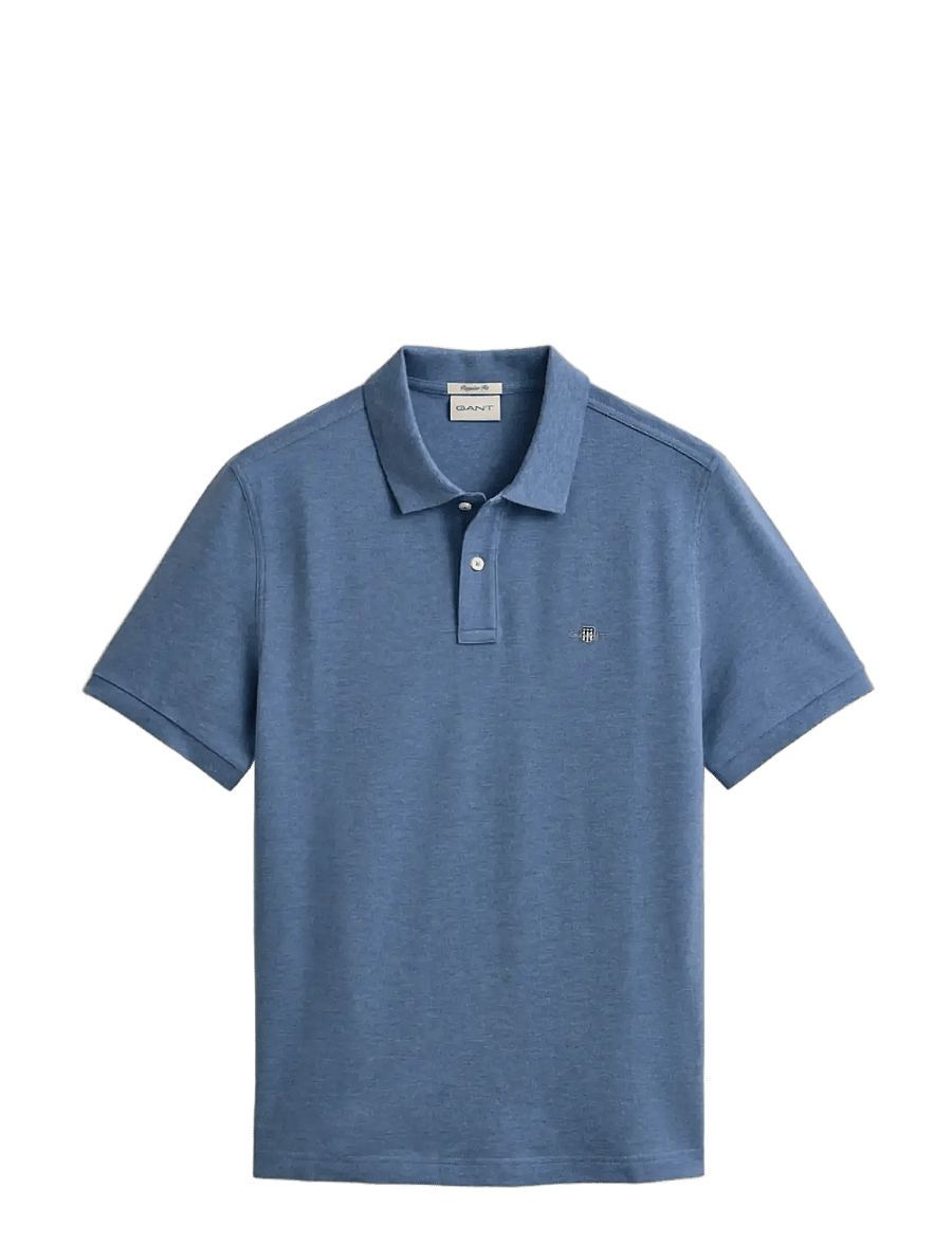Gant - Classic Regular Polo Shirt - kortærmede poloer - denim blue melange - 0