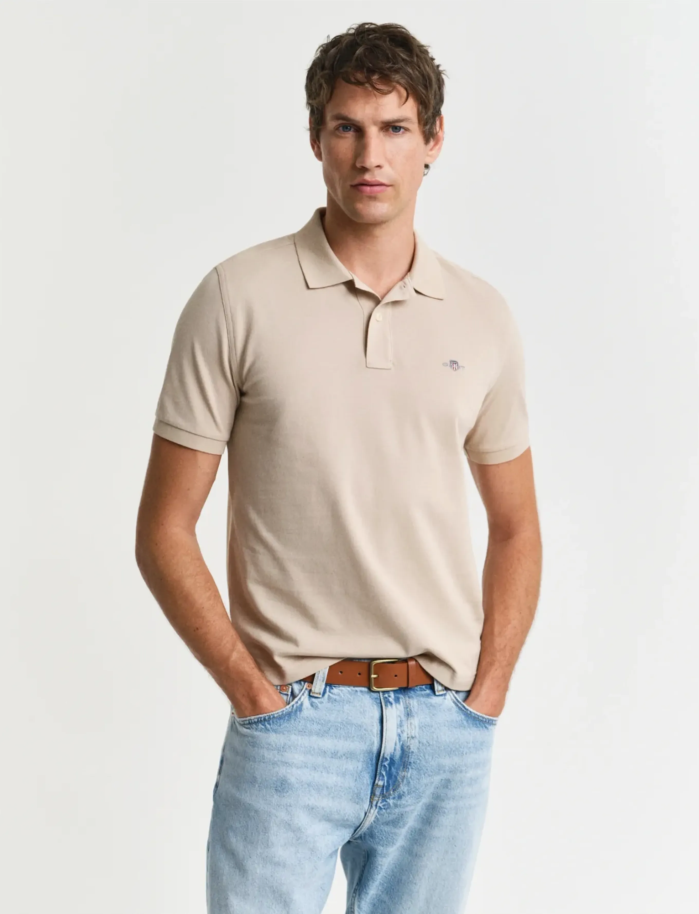 GANT Classic Regular Polo Shirt - Riided - DRY SAND / beige