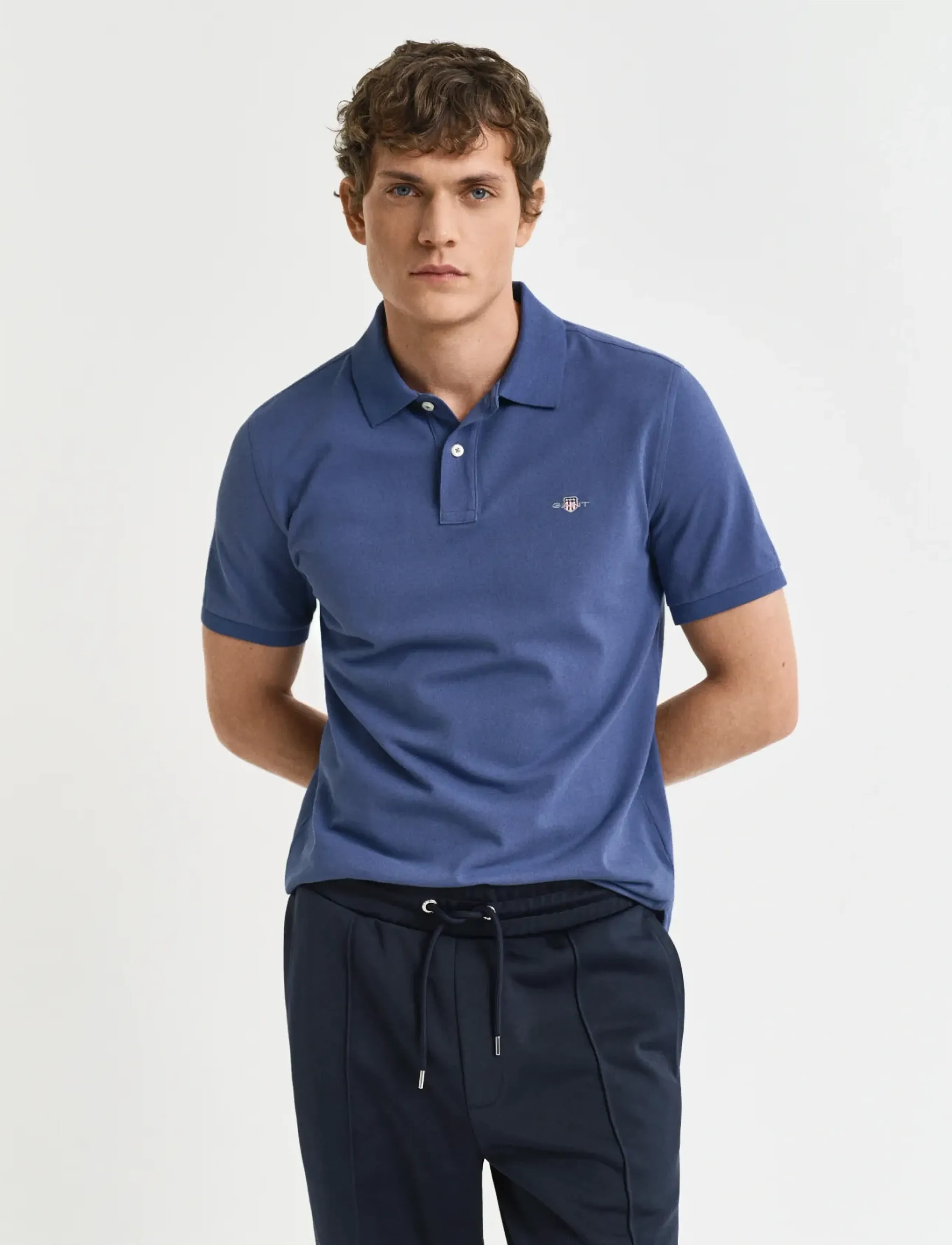 GANT REG SHIELD SS PIQUE POLO - Pikeepaidat - DUSTY NAVY / navy