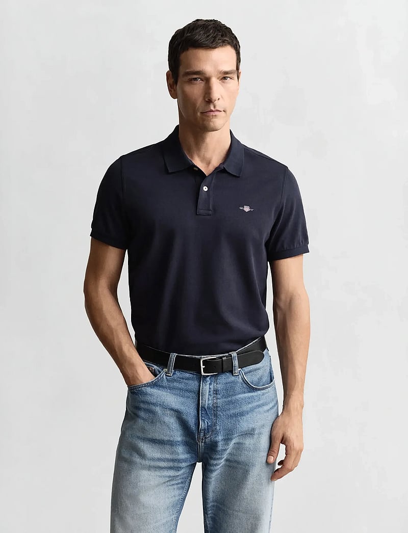 GANT - REG SHIELD SS PIQUE POLO - kurzärmelig - evening blue - 0