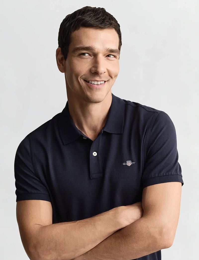 GANT - REG SHIELD SS PIQUE POLO - kurzärmelig - evening blue - 3