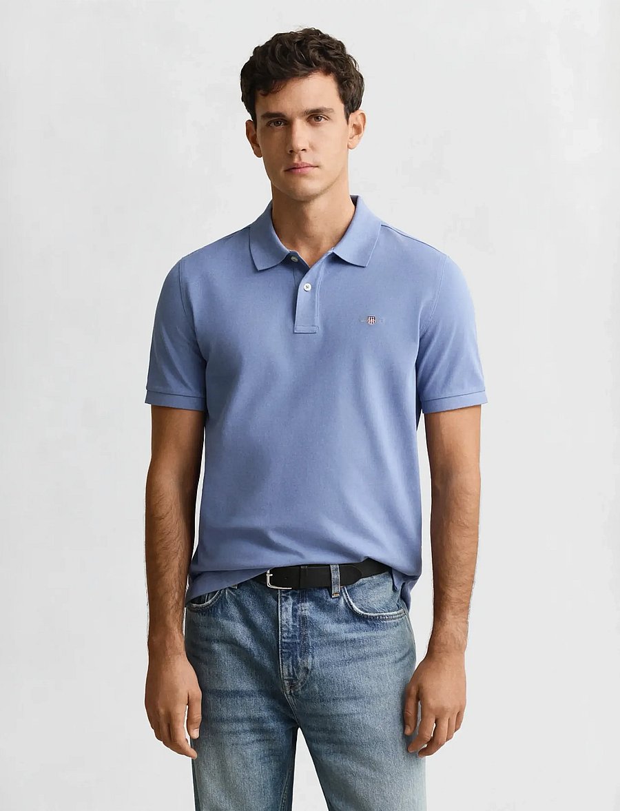 Gant - Classic Regular Polo Shirt - kortærmede poloer - faded denim - 0
