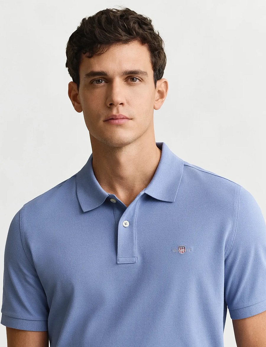 Gant - Classic Regular Polo Shirt - kortærmede poloer - faded denim - 3