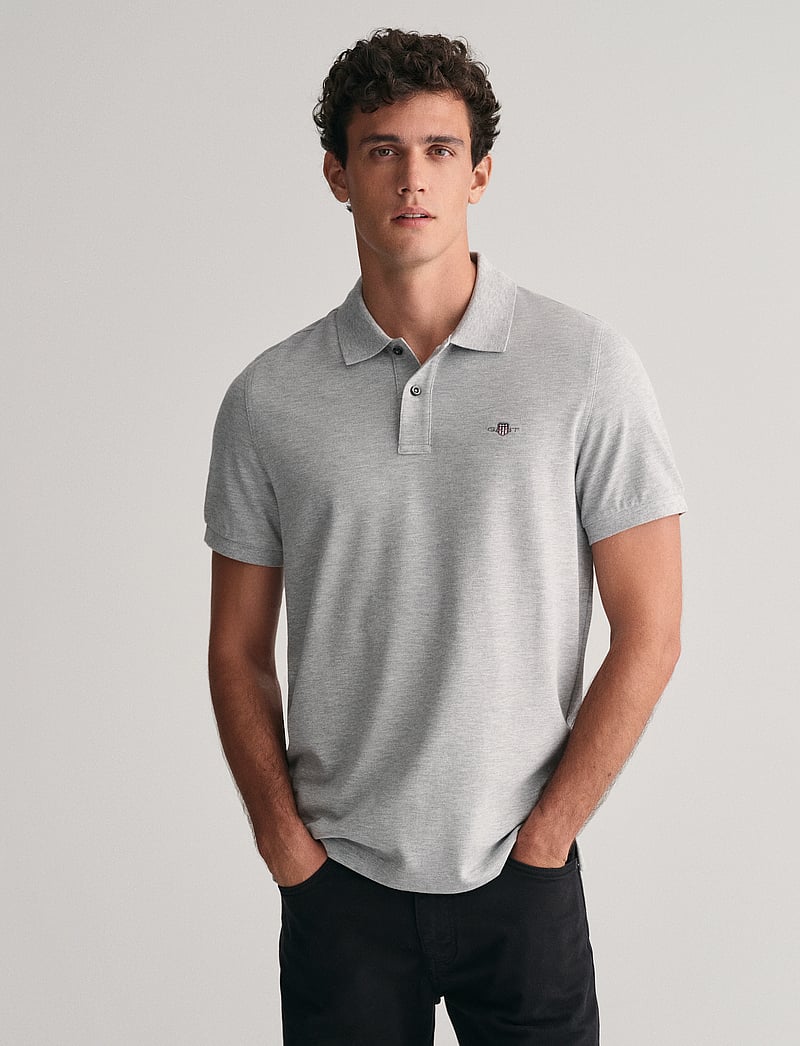 GANT - REG SHIELD SS PIQUE POLO - kortærmede poloer - grey melange - 0