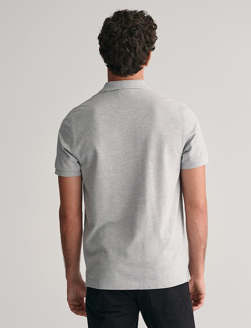 GANT - REG SHIELD SS PIQUE POLO - kortærmede poloer - grey melange - 3