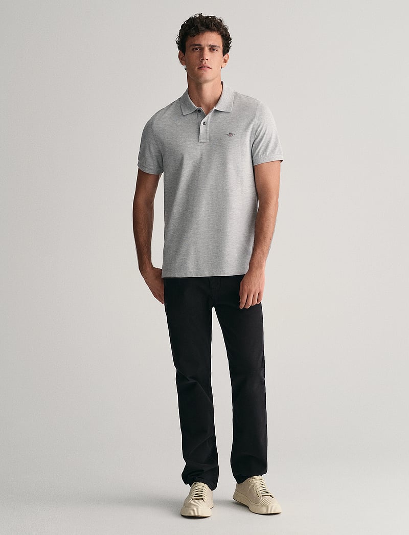 GANT - REG SHIELD SS PIQUE POLO - kortærmede poloer - grey melange - 5