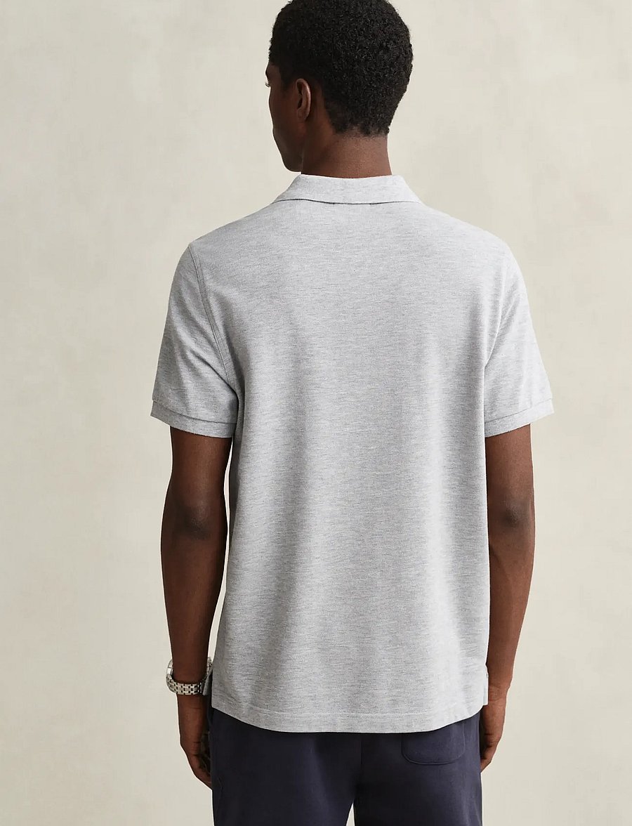 Gant - REG SHIELD SS PIQUE POLO - lühikeste varrukatega polod - grey melange - 3