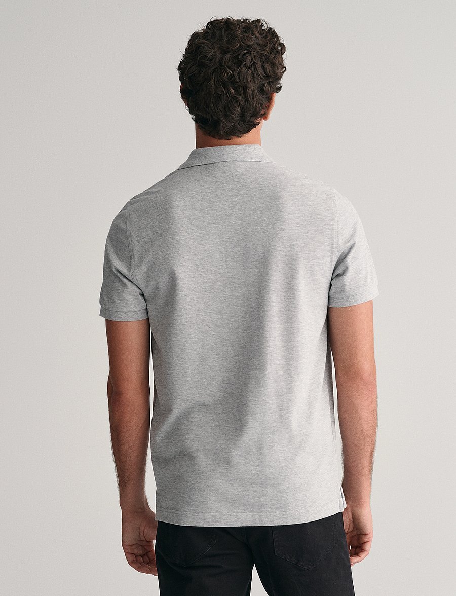 Gant - Classic Regular Polo Shirt - kortærmede poloer - grey melange - 3