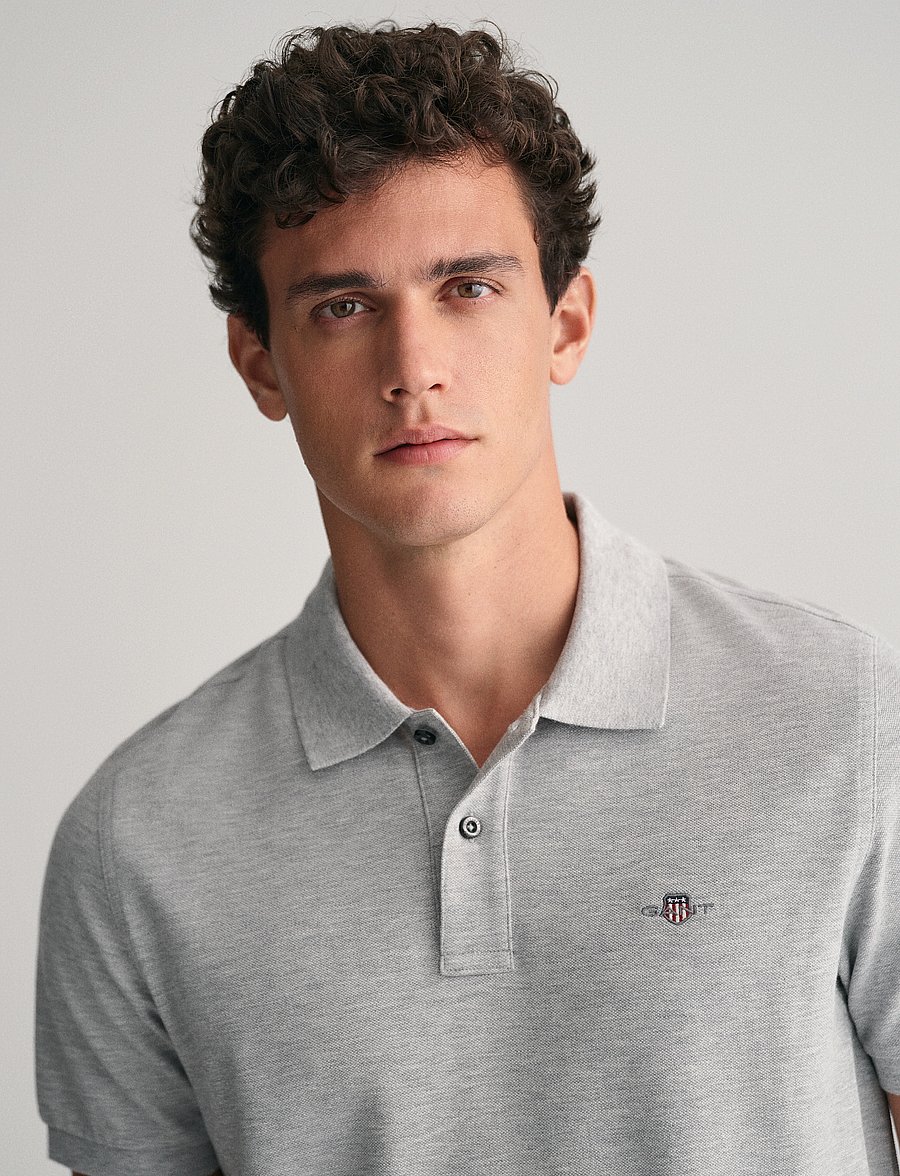 Gant - Classic Regular Polo Shirt - kortærmede poloer - grey melange - 4