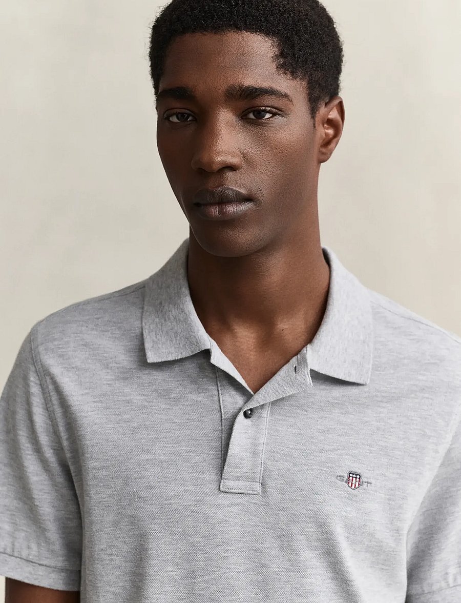 Gant - REG SHIELD SS PIQUE POLO - lühikeste varrukatega polod - grey melange - 4